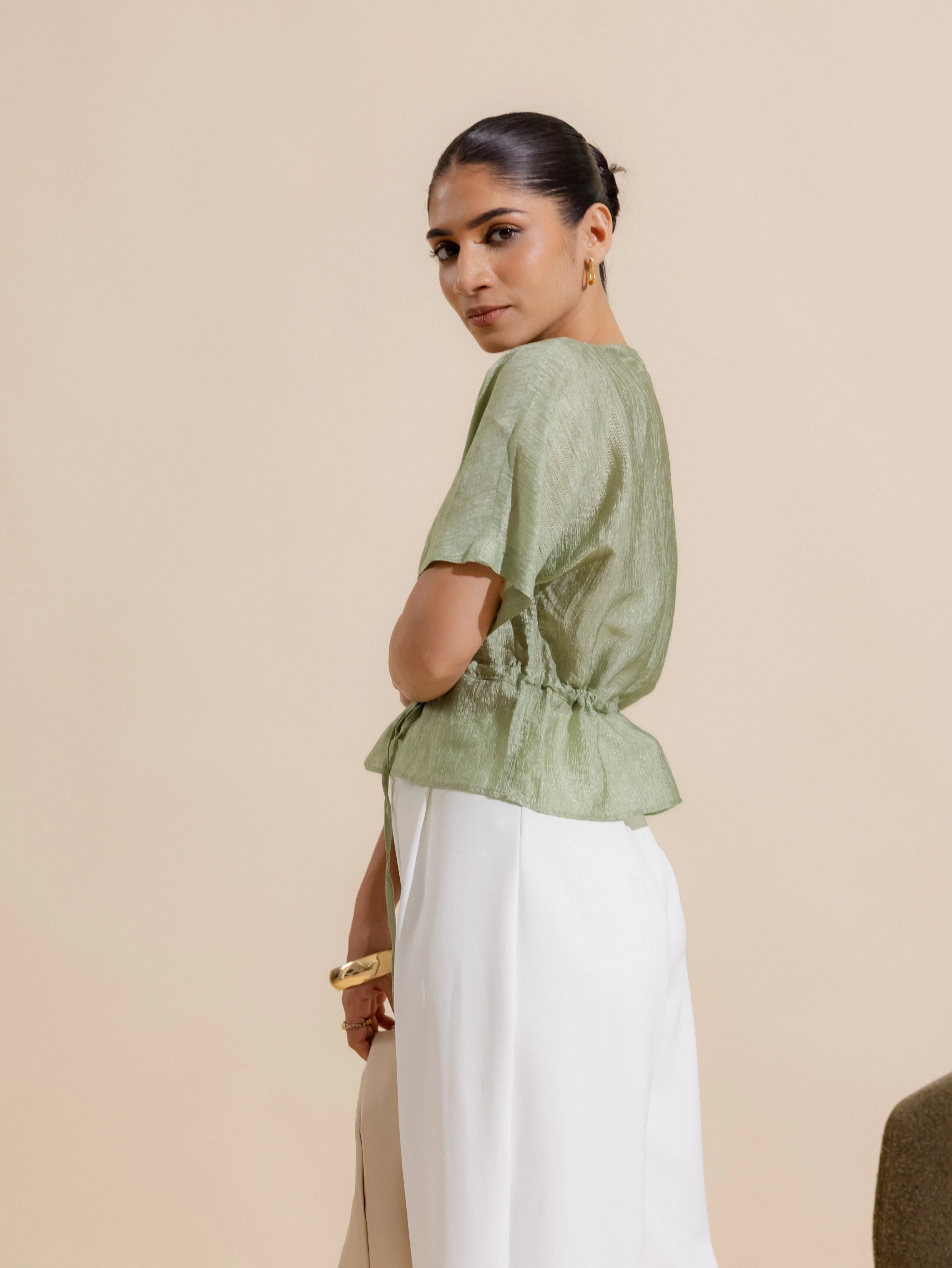 Front Tie Up Loose Fit Top - Image 3