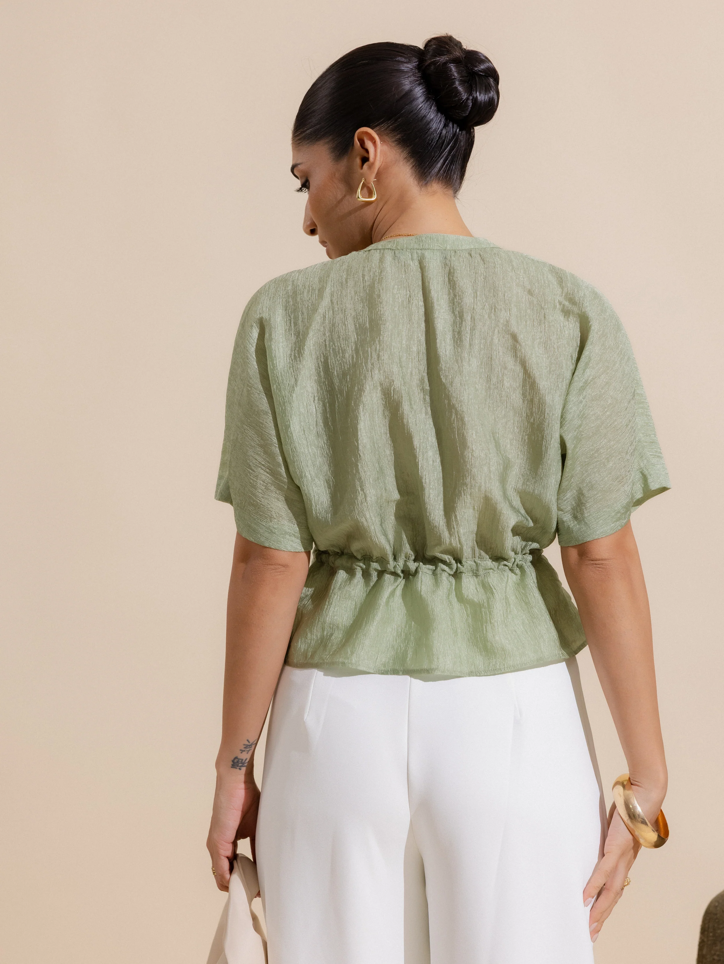 Front Tie Up Loose Fit Top - Image 4