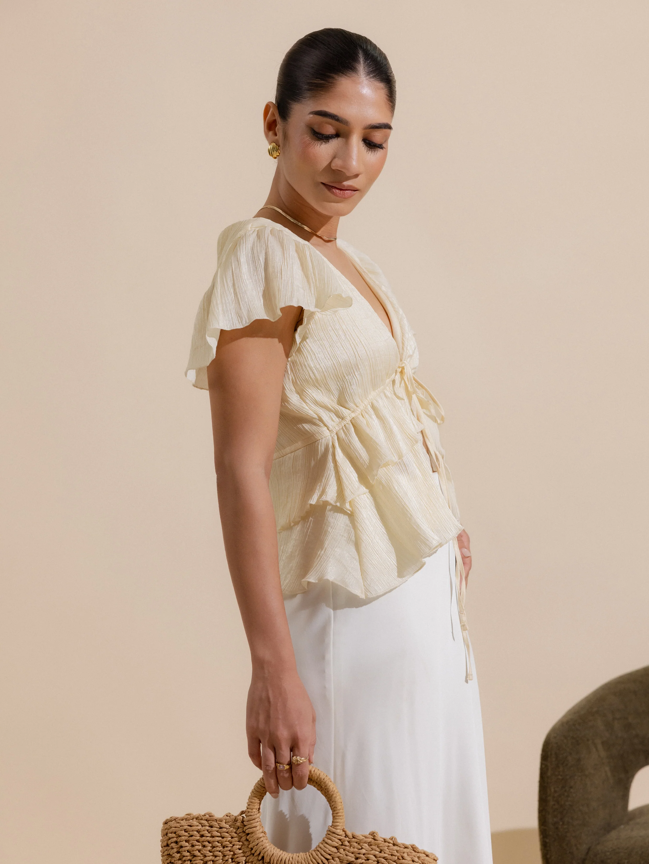 Front Tie Up Ruffle Top - Image 3