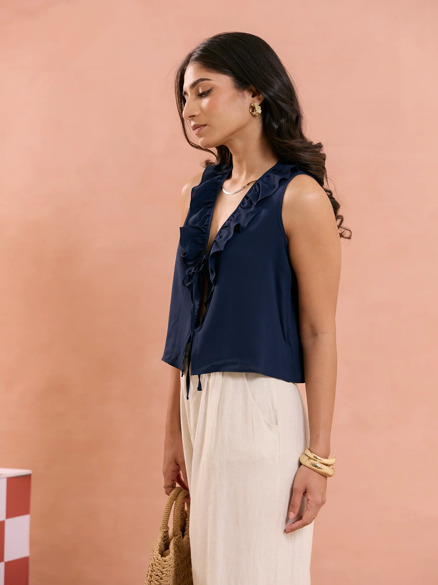 Front Tieup Frill Detail Top - Image 3