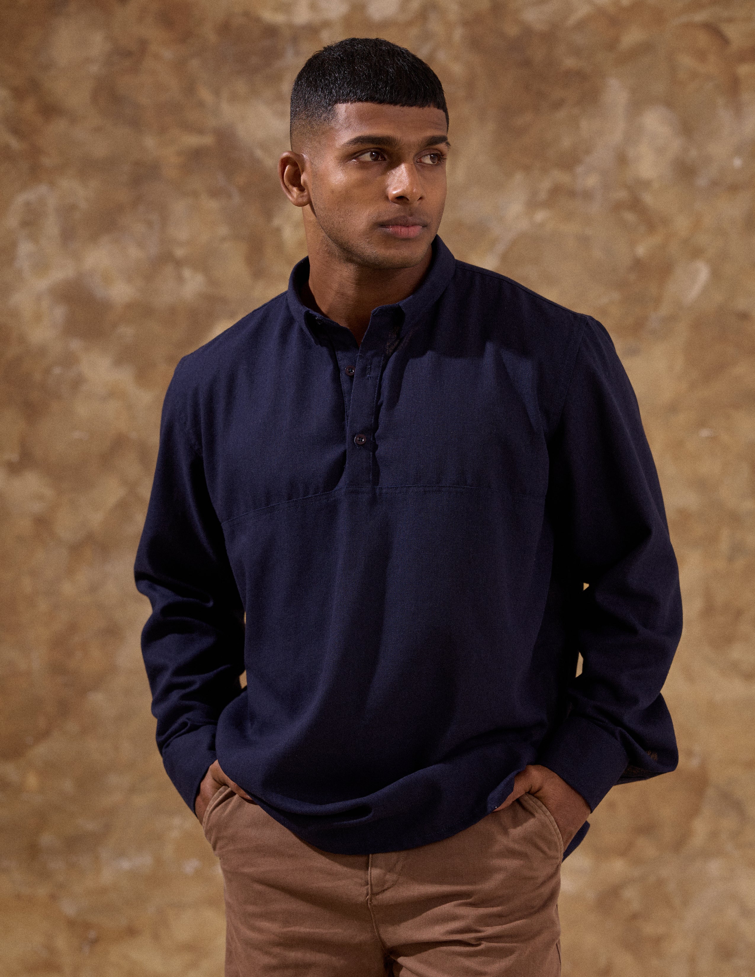 Half placket long sleeve shirt - Image 5
