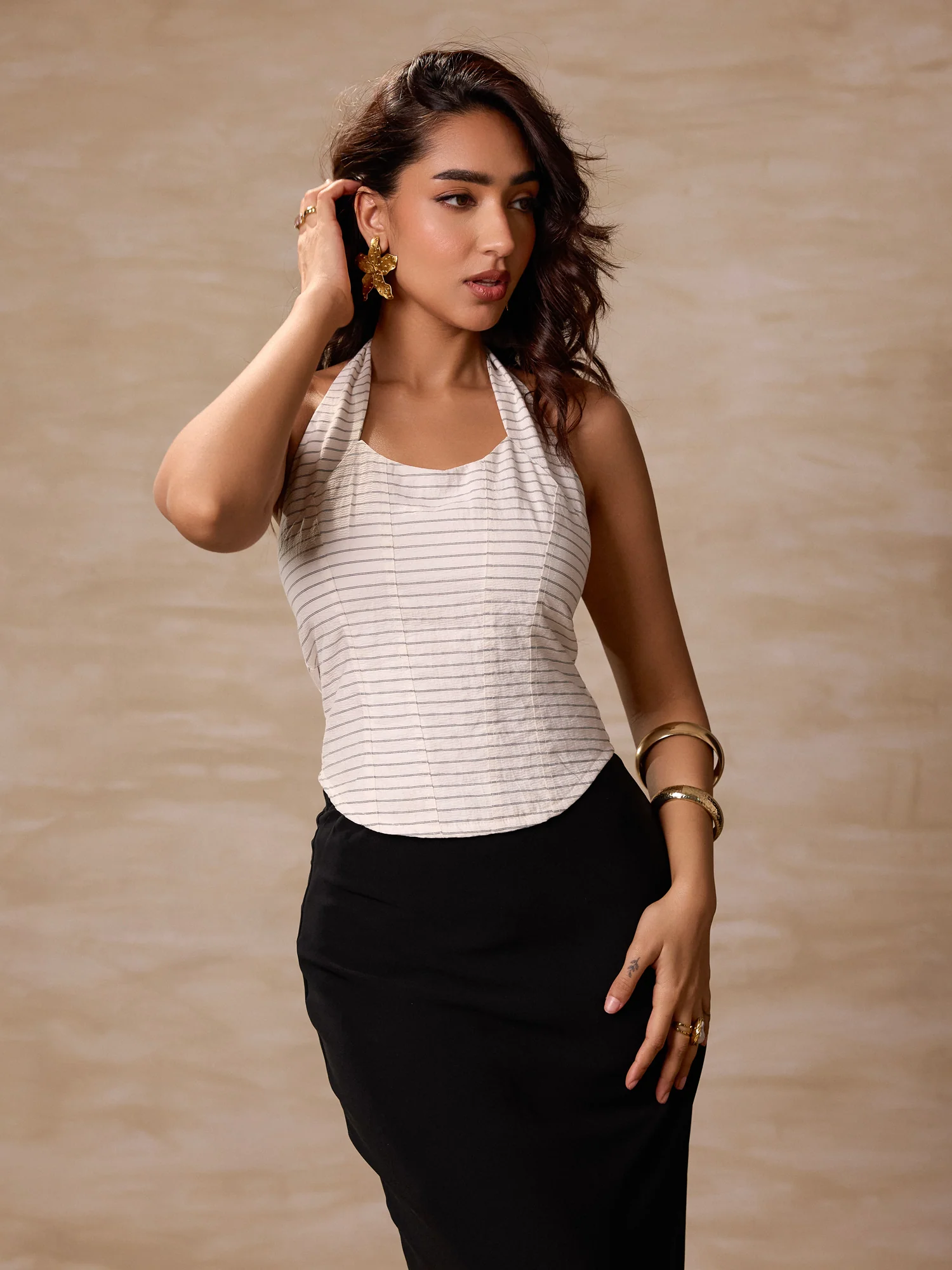 Halter Neck Back Smocking Top