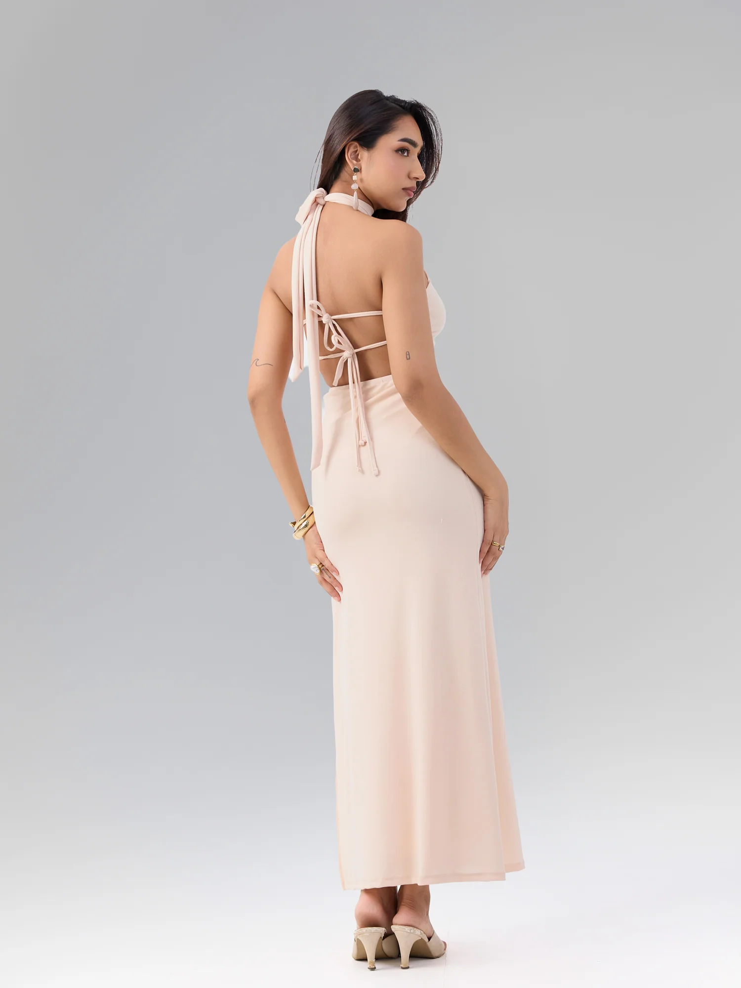 Halter Neck Side Slit Maxi Dress - Image 4