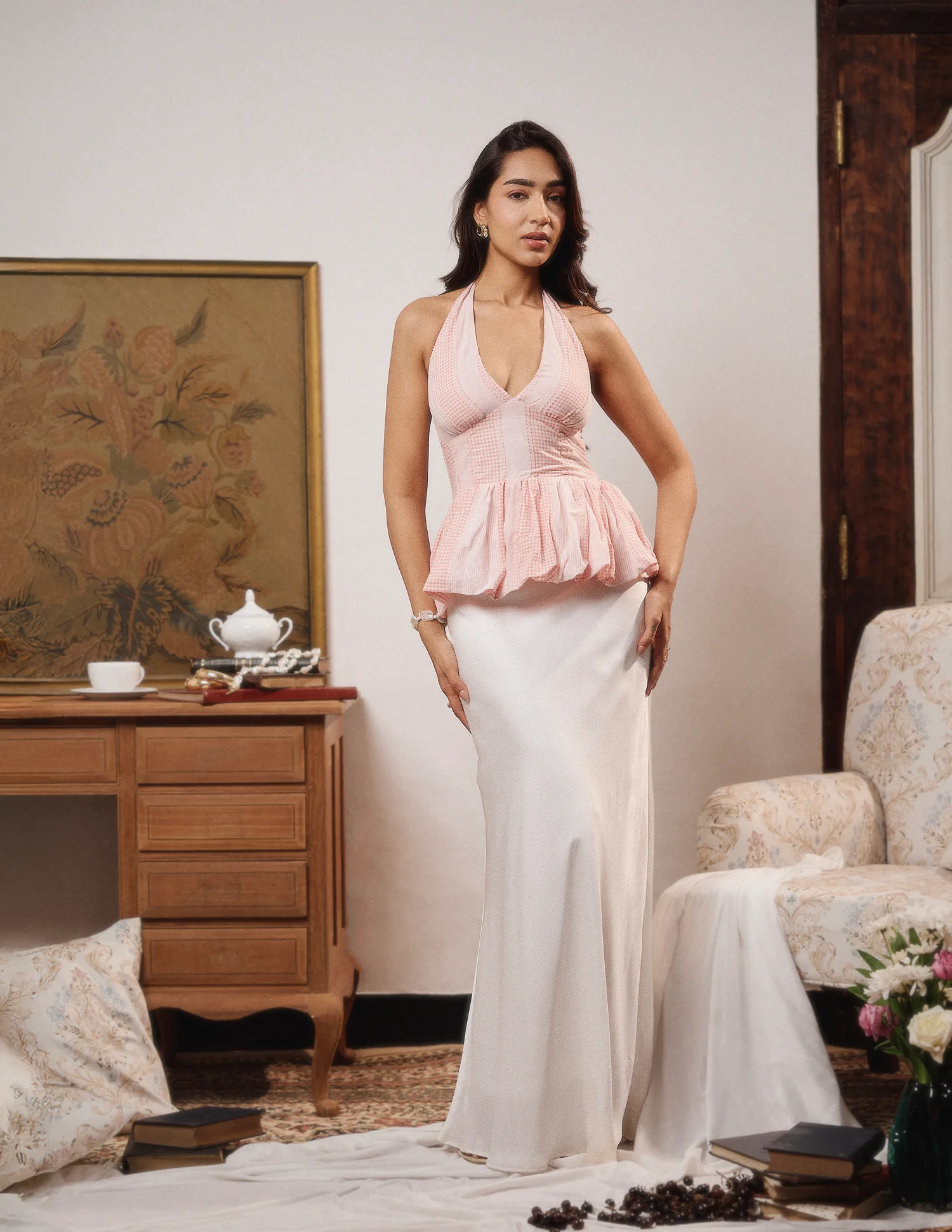 Halter Neck Tie Up Back Smocking Top - Image 4