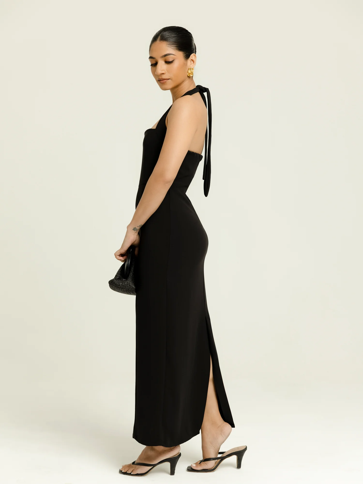 Halter Neck Tie Up Midi Dress - Image 3