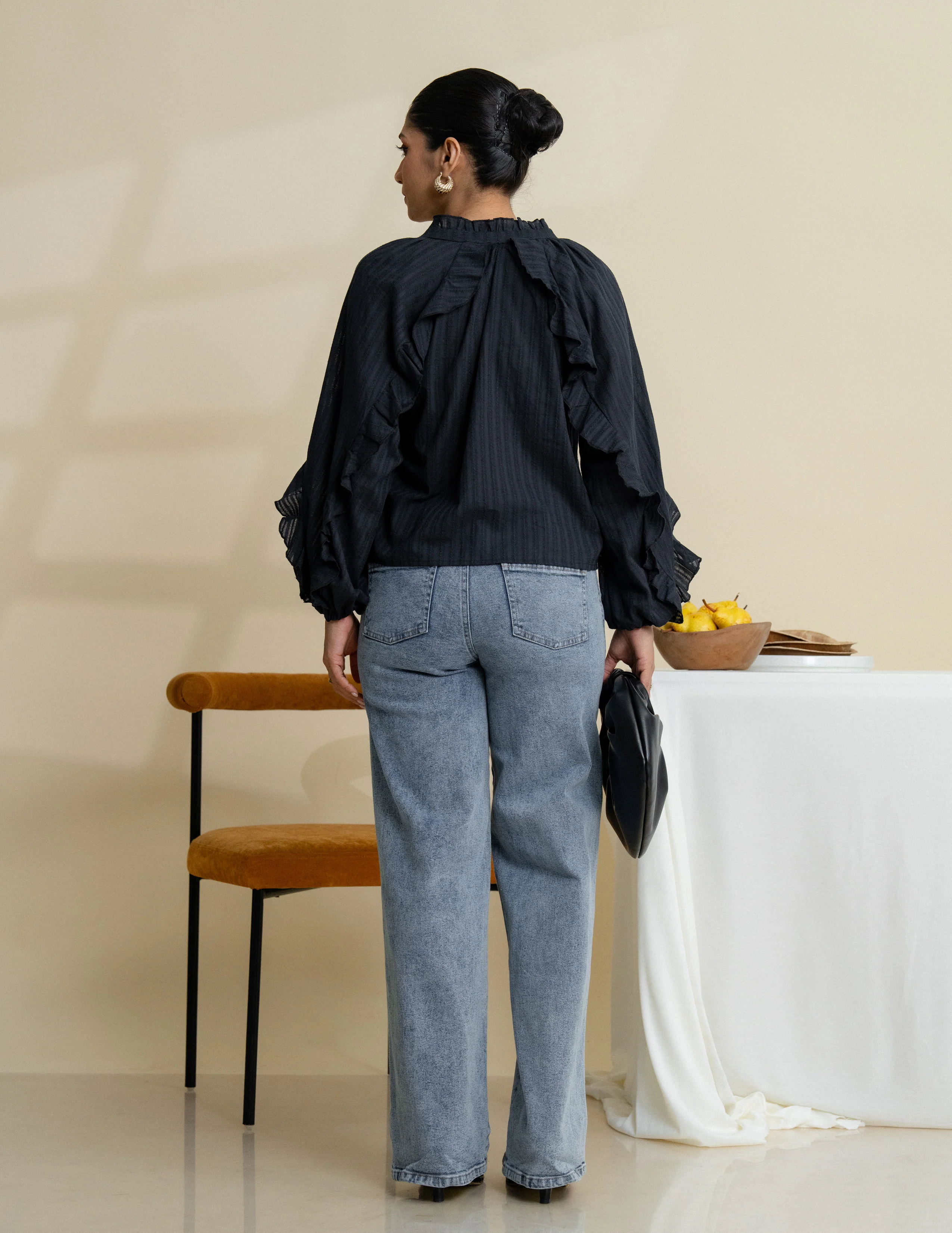 High Neck Ruffle Detail Top - Image 4