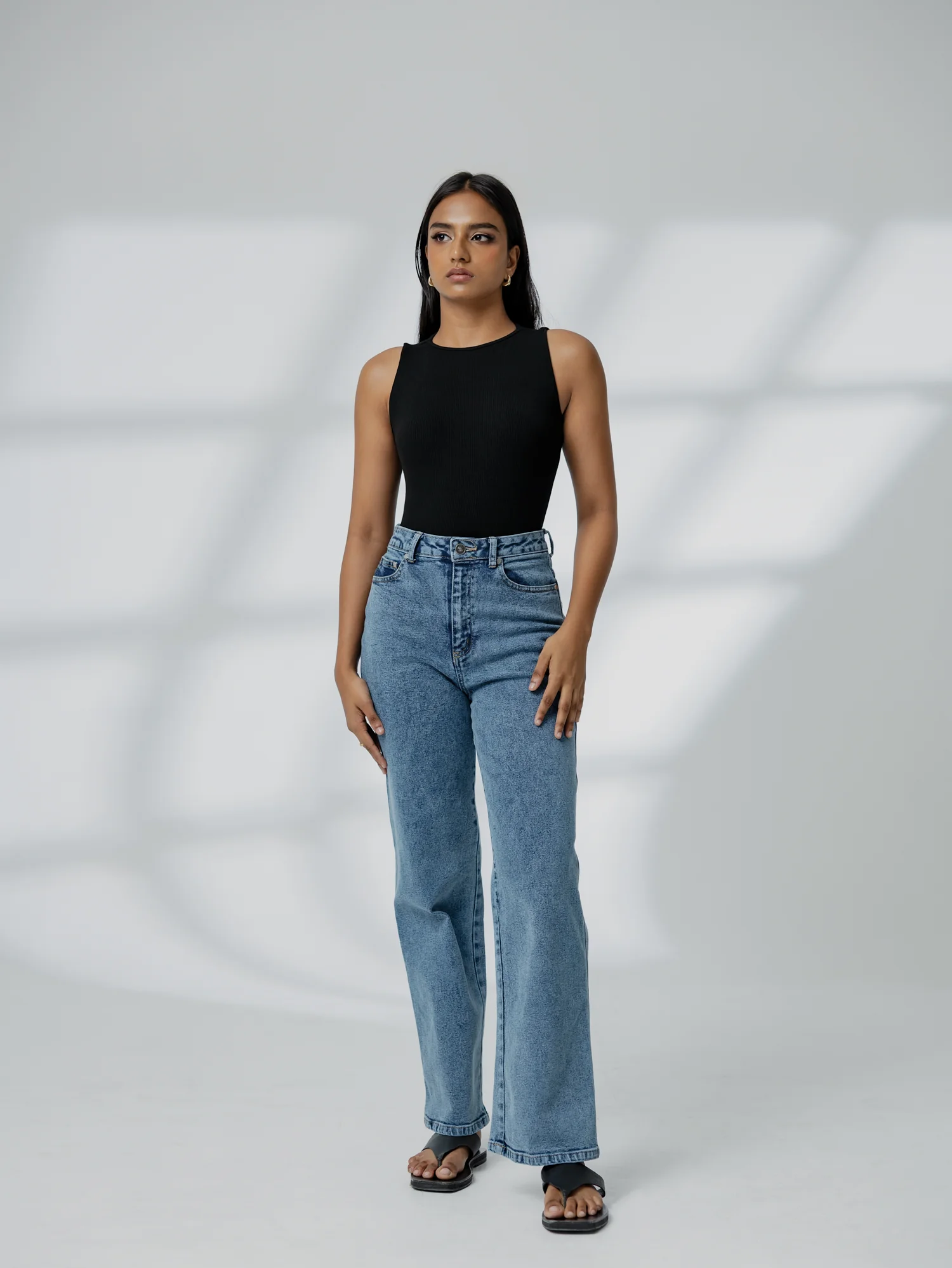 High Waist Acid Washed Straight Leg Jean - Image 2