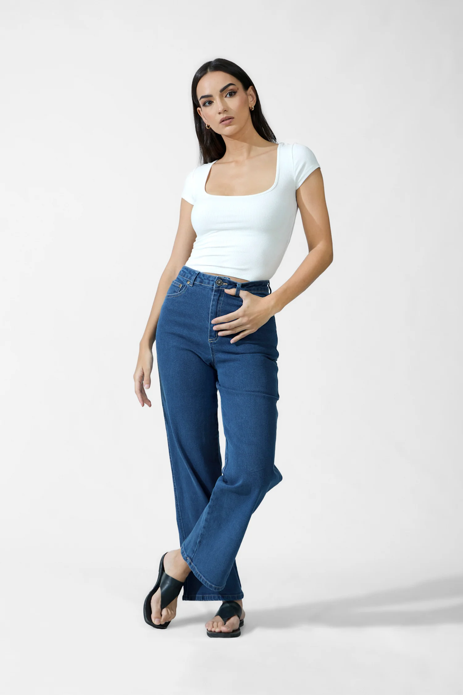 High Waist Straight Leg Denim Jean - Image 3