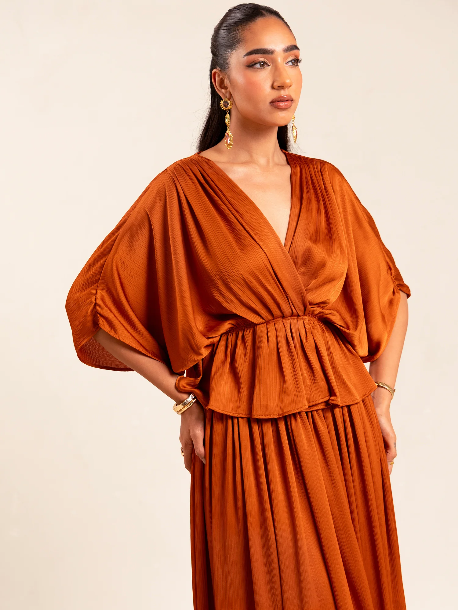 High Waisted Flared Satin Maxi Skirt - Image 2