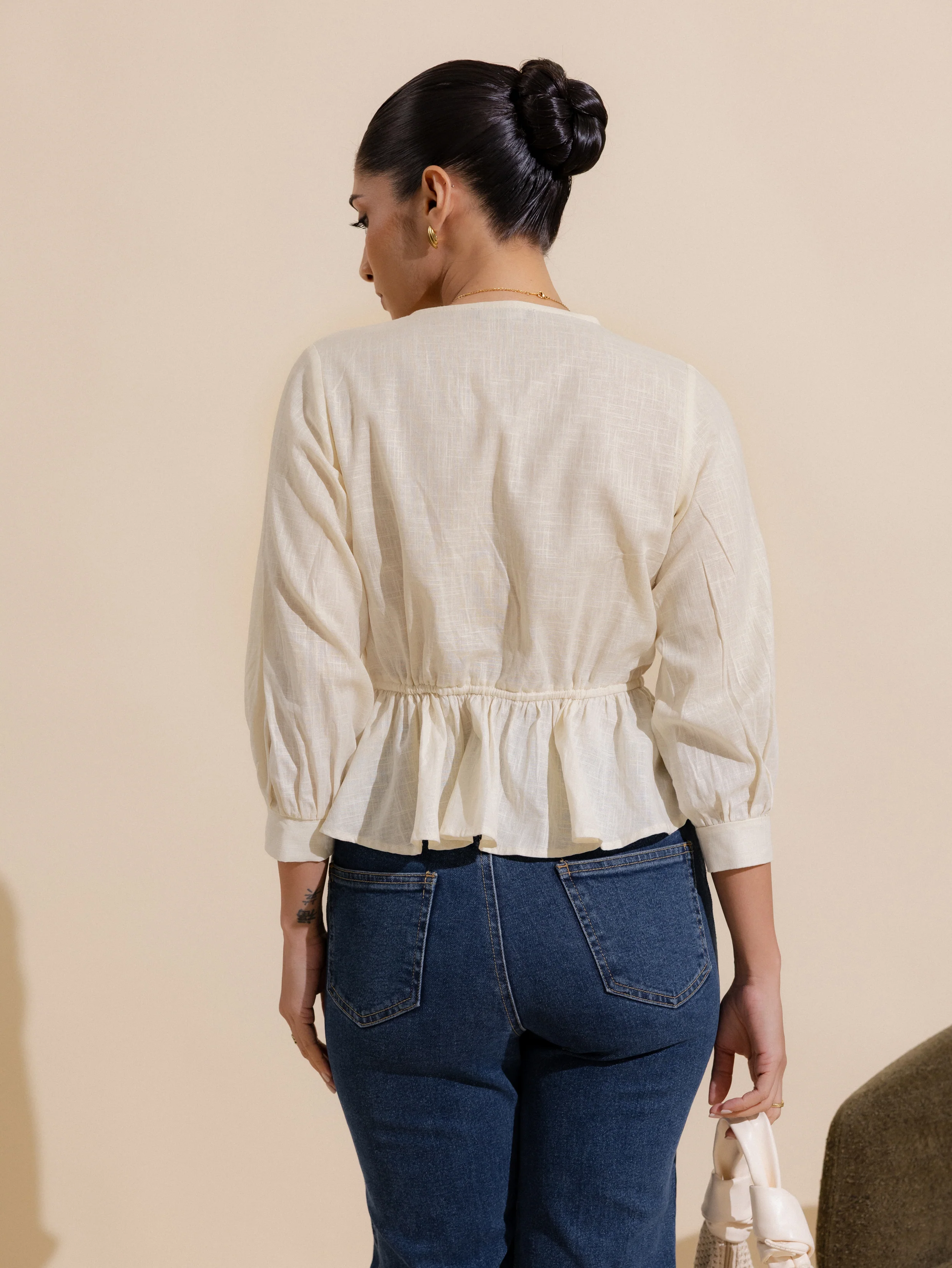 Lace Detail Front Tie Up Top - Image 4