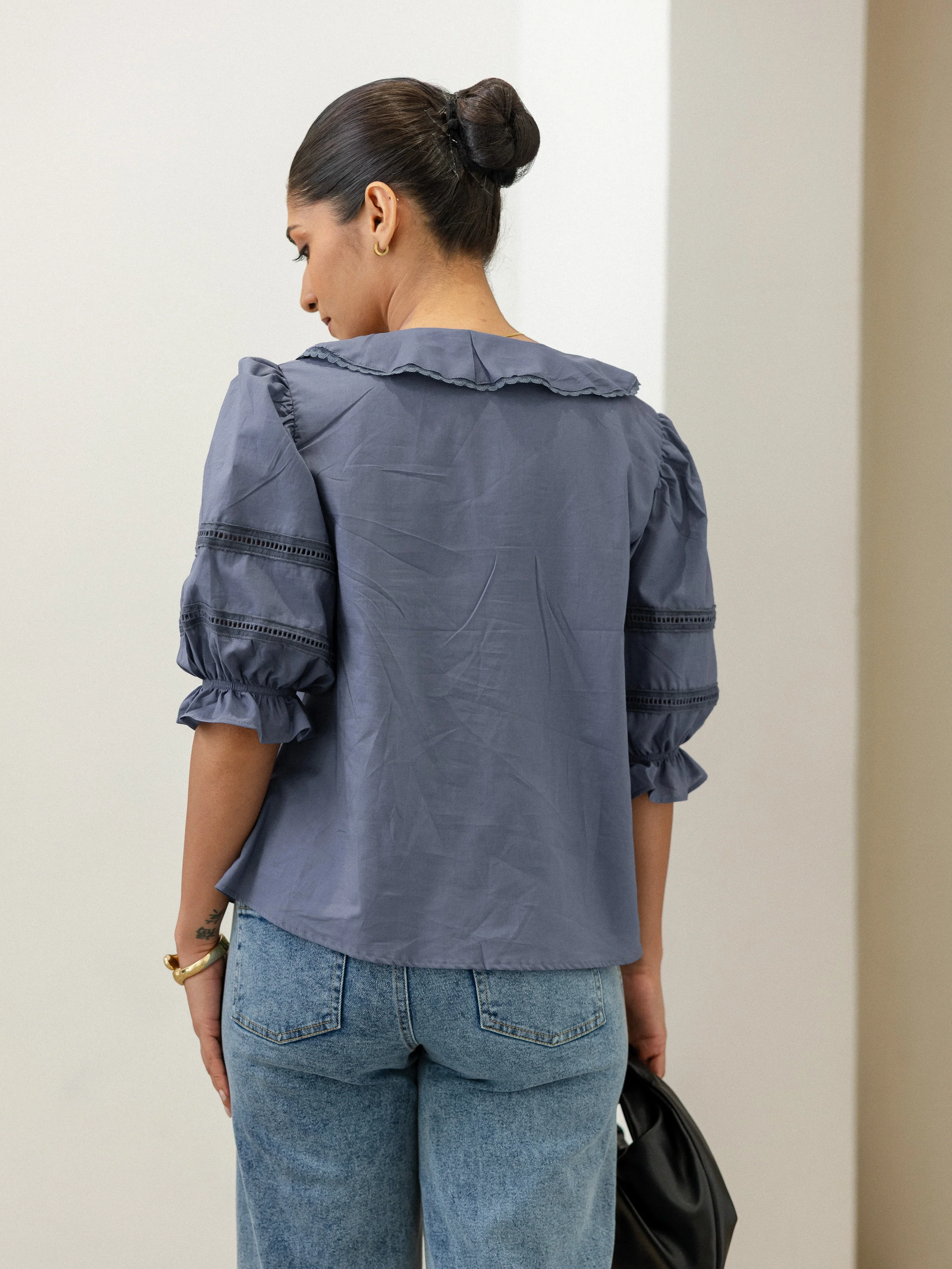Lace Detailed Baloon Sleeve Top - Image 4