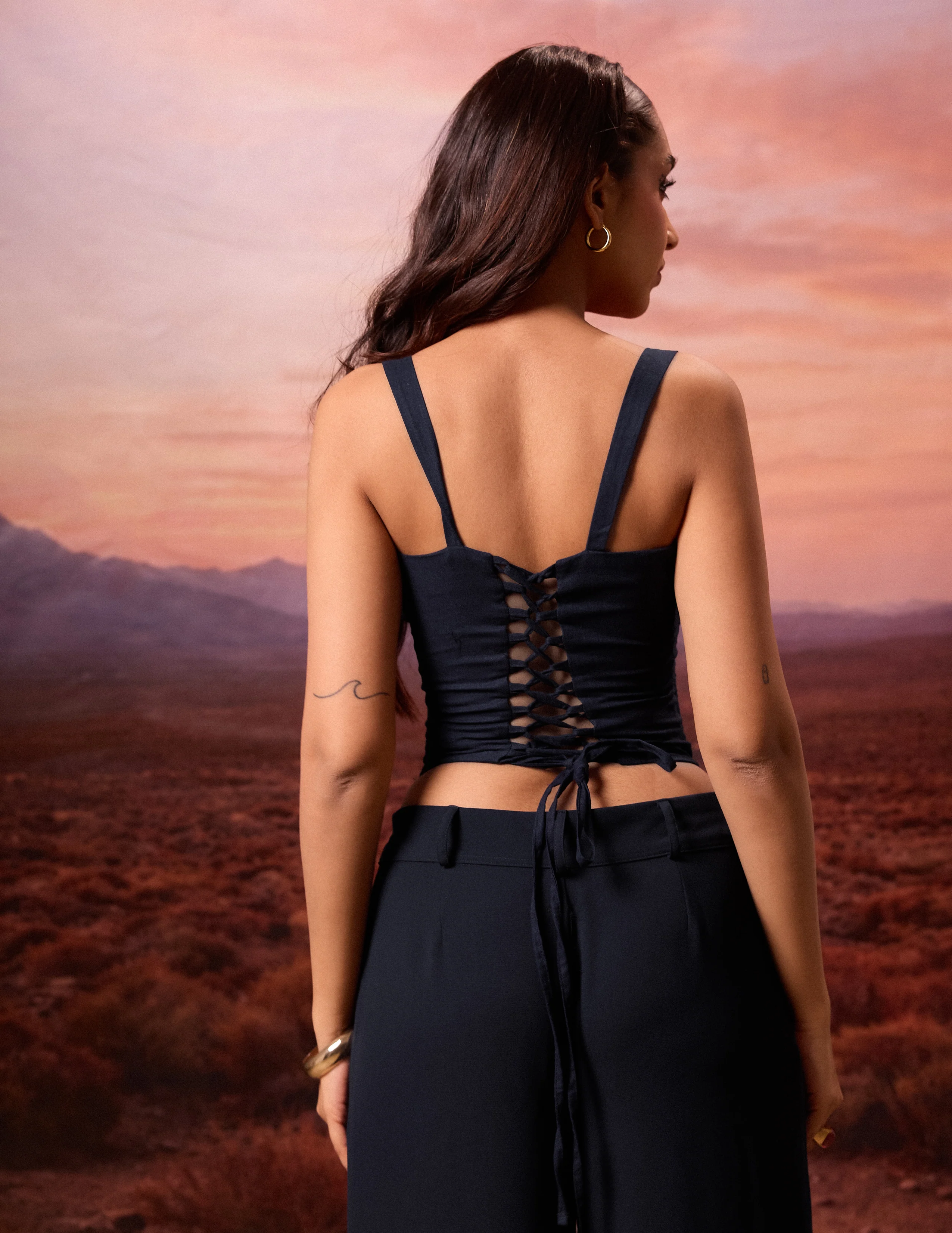 Lace Detailed Bustier Gathering Sleeveless Top - Image 4