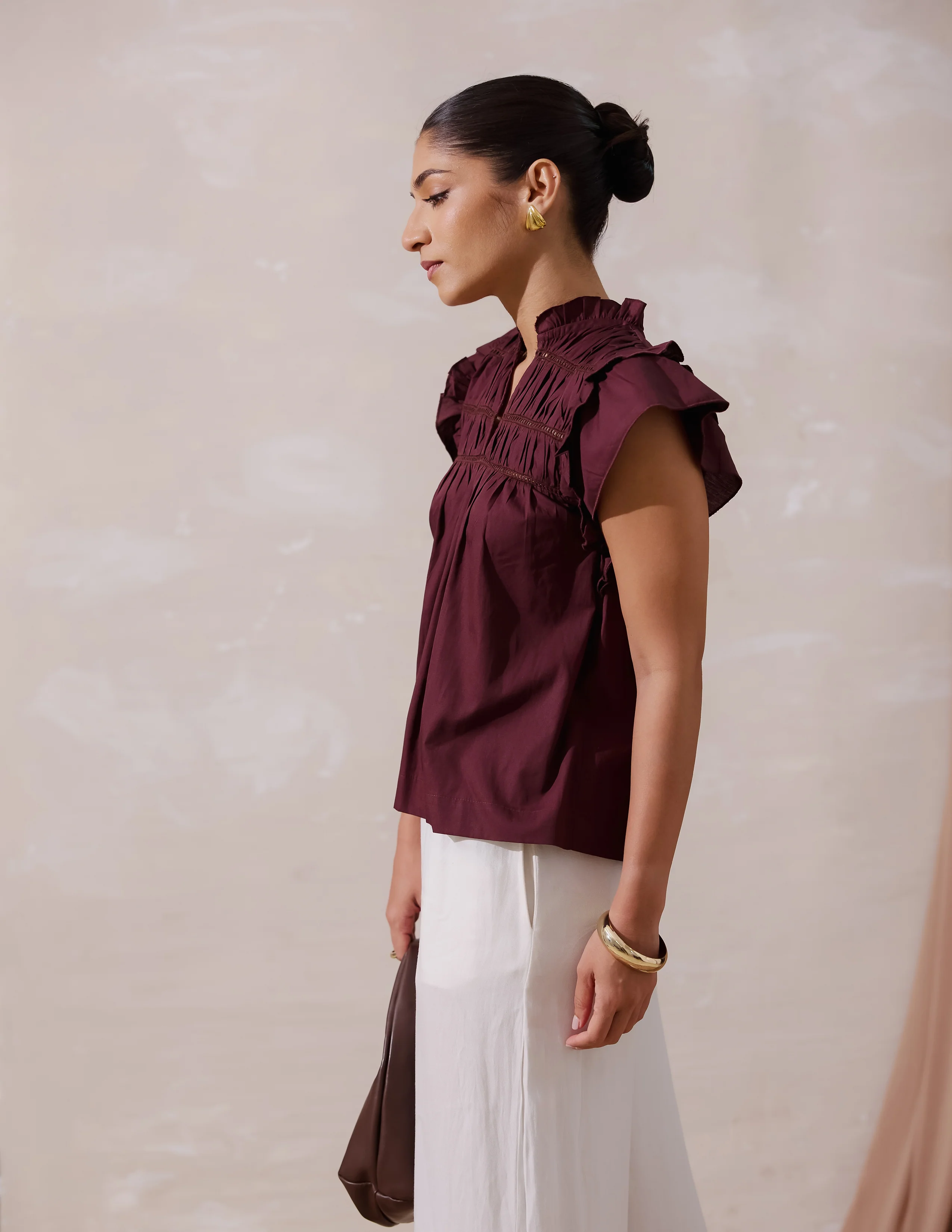 Lace Detailed Shoulder Frilled Top - Image 3