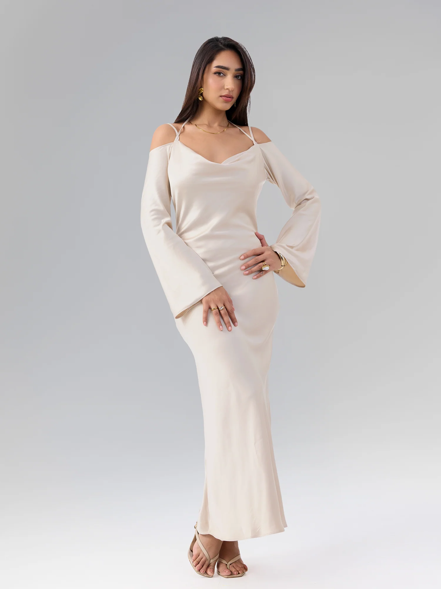 Long Sleeve Cowl Dress