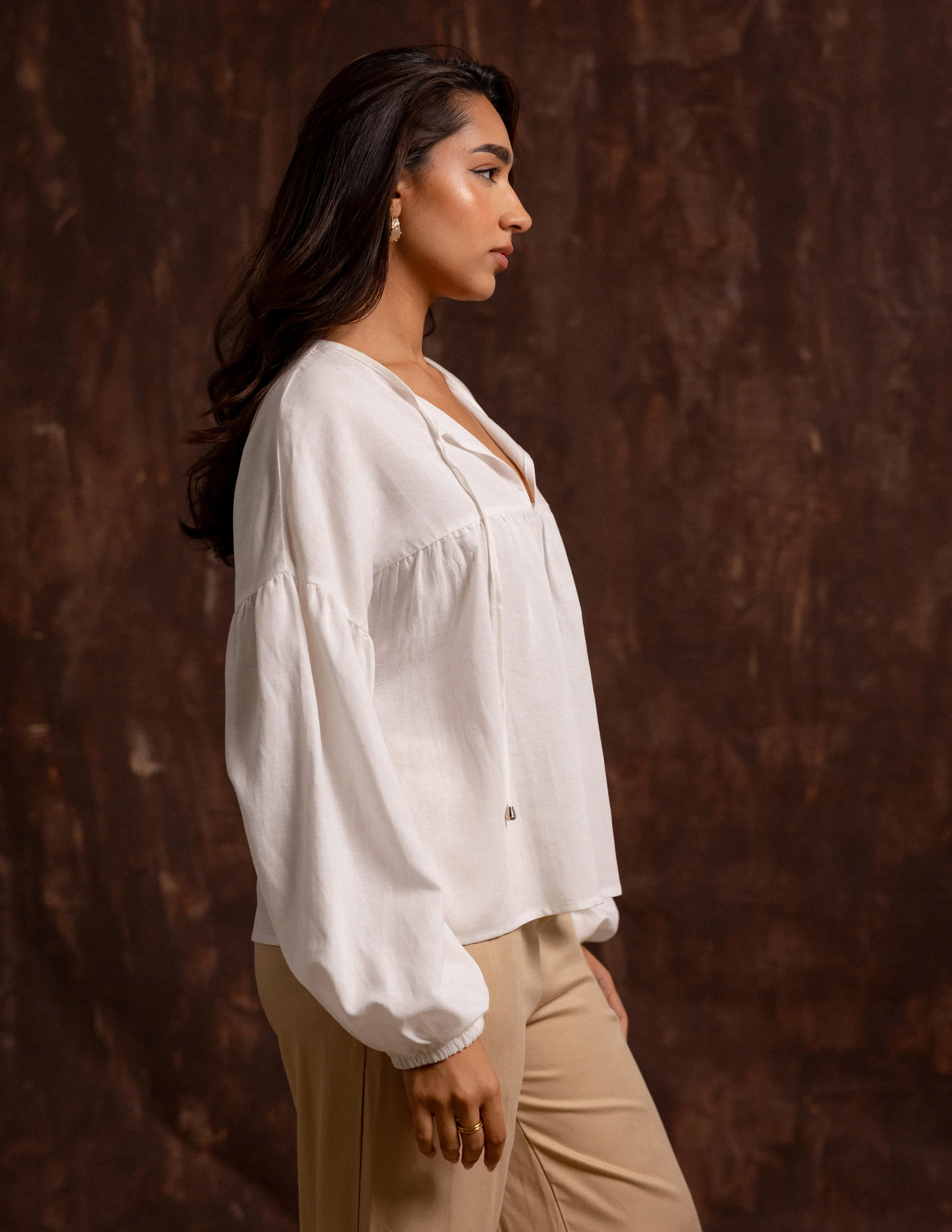 Long Sleeved Front Tie Up Top - Image 3