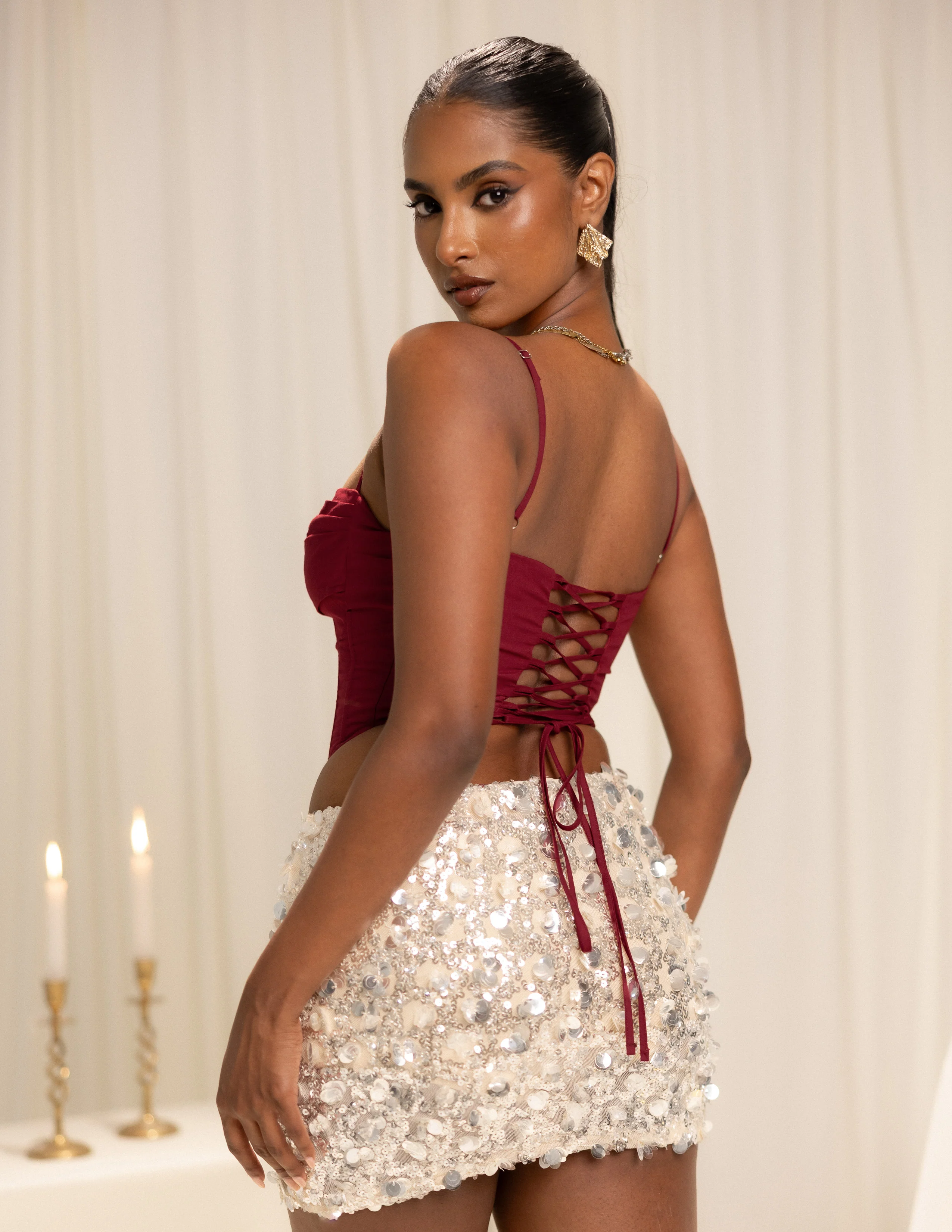 Mid Waist Sequin Mini Skirt - Image 4