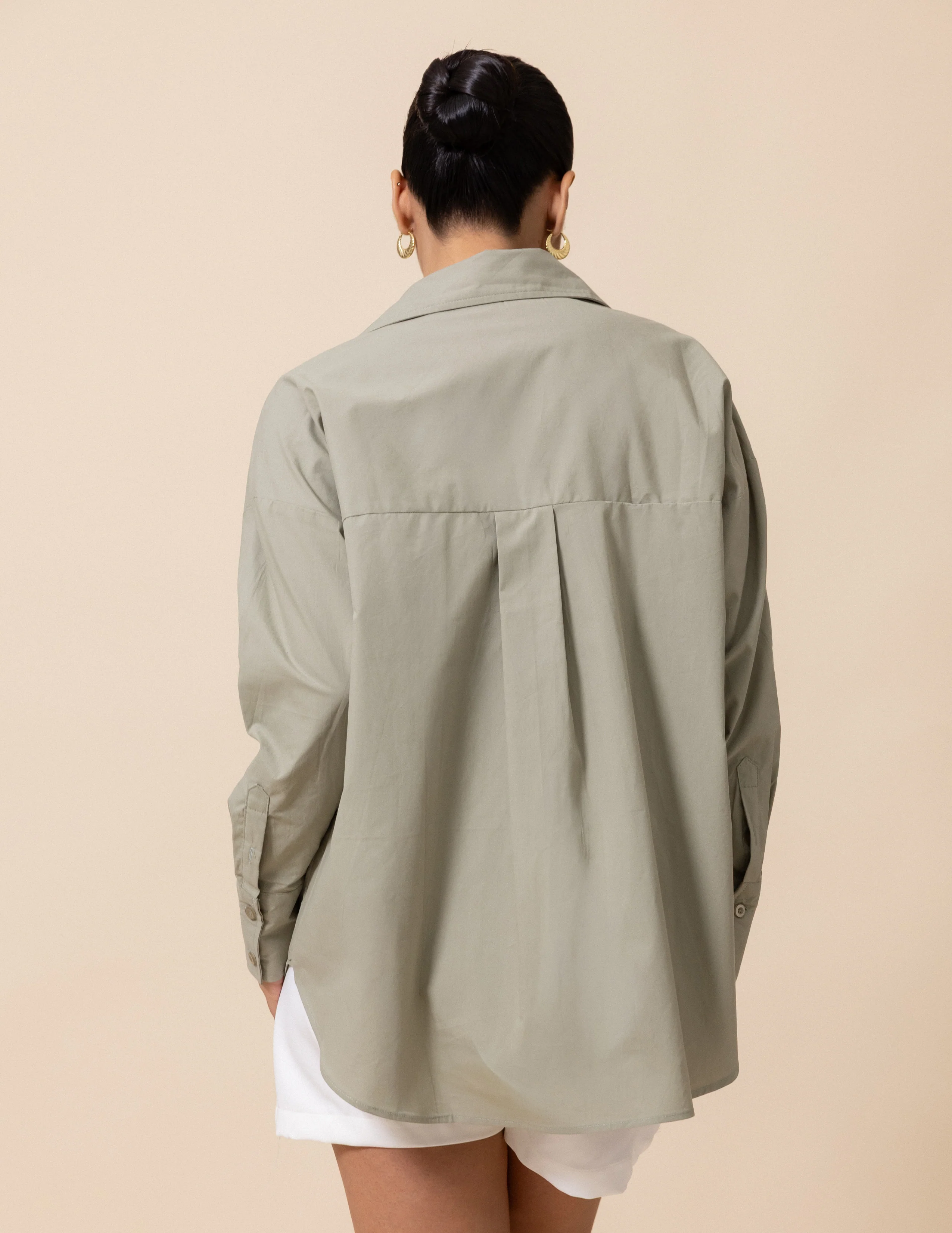 Off Shoulder Long Sleeved Button Down Shirt - Image 3