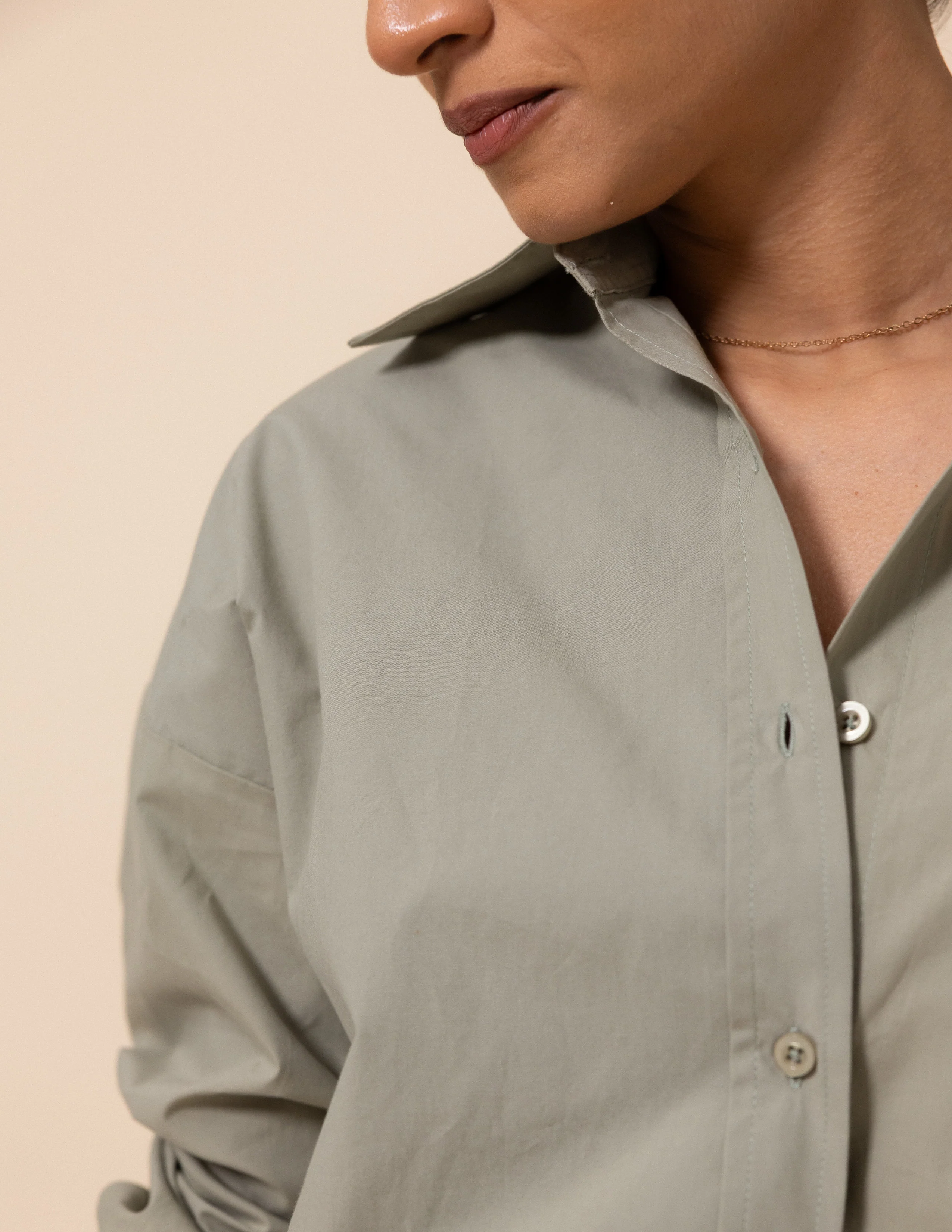 Off Shoulder Long Sleeved Button Down Shirt - Image 5