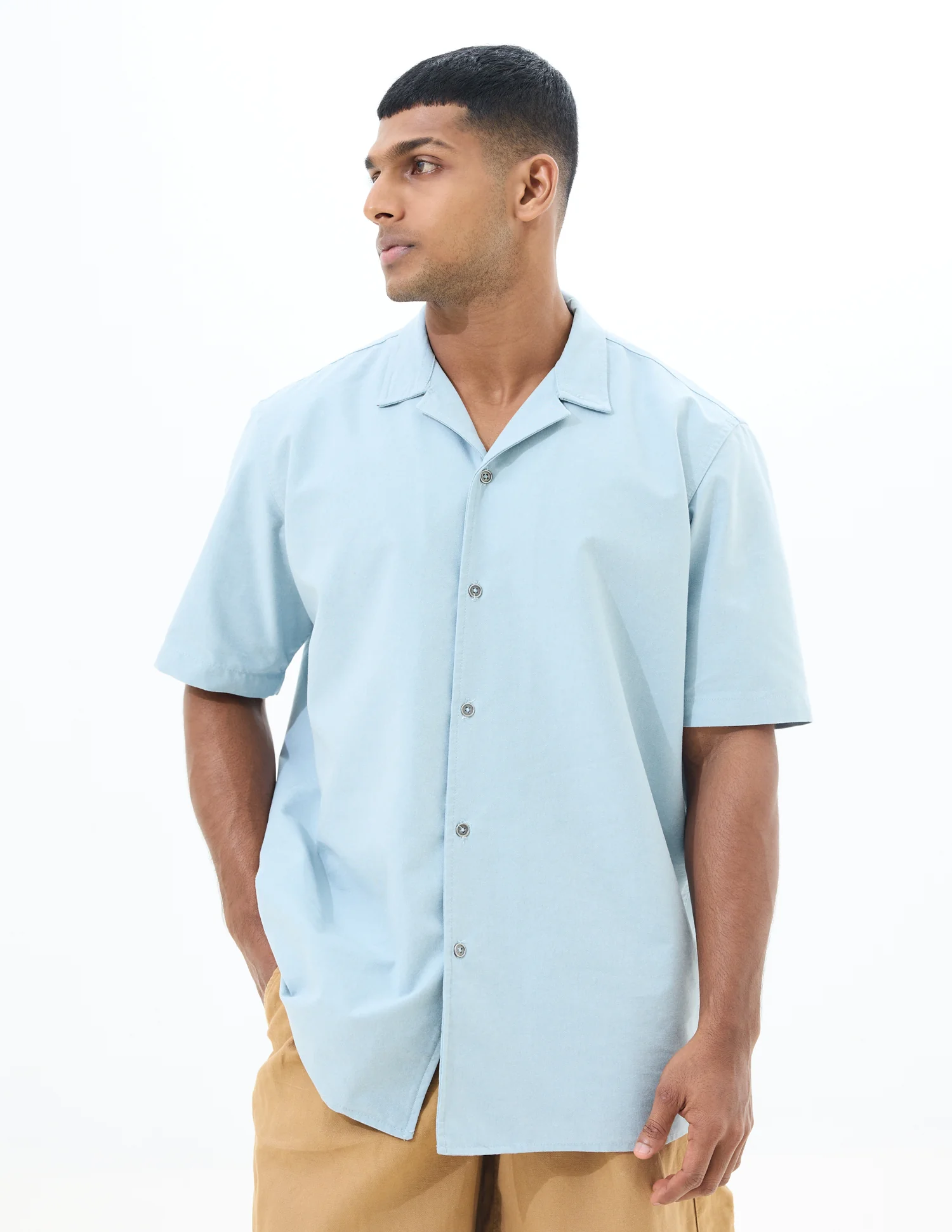 Oversized camp collar shirt