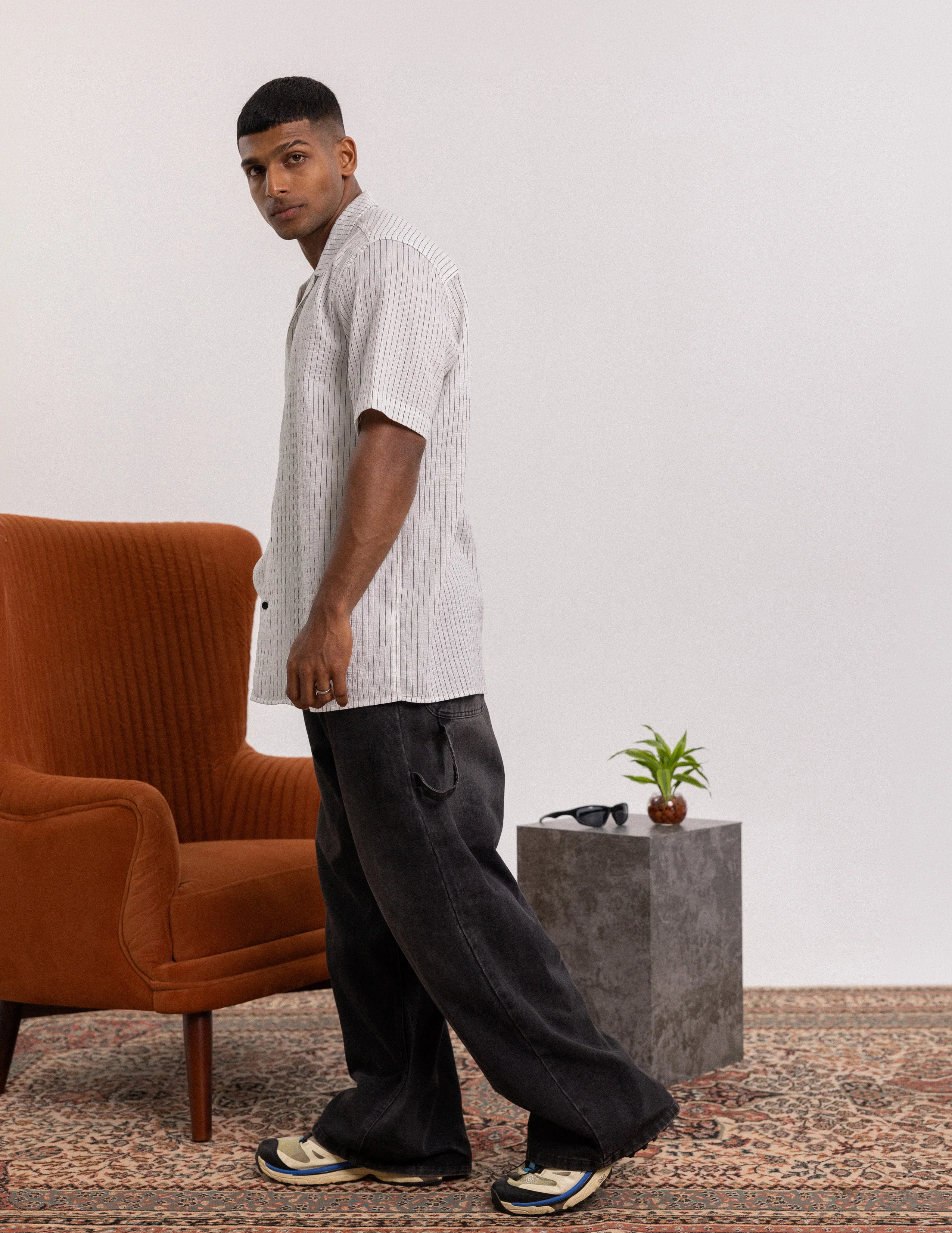 Oversized camp collar short sleeve shirt - Image 4