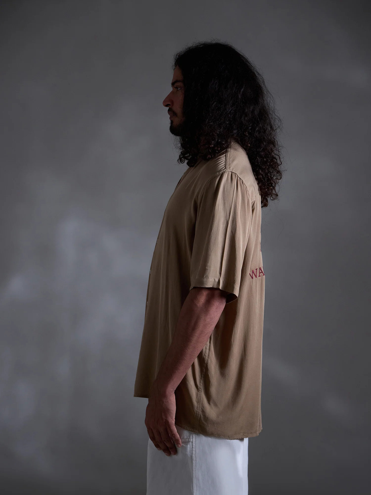 Oversized chinese collar short sleeve embroidery shirt - Image 3