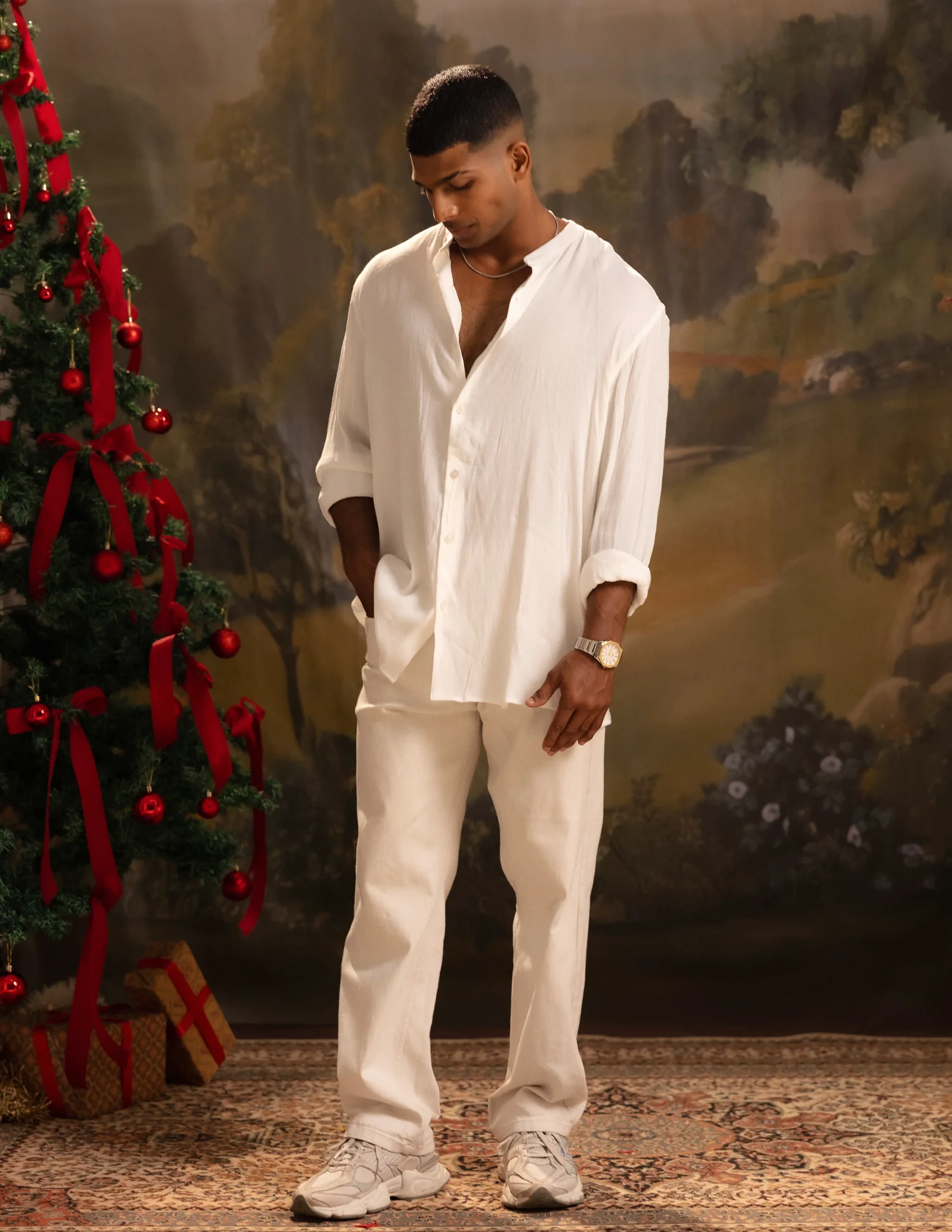 Oversized curved hem long sleeve shirt - Image 5