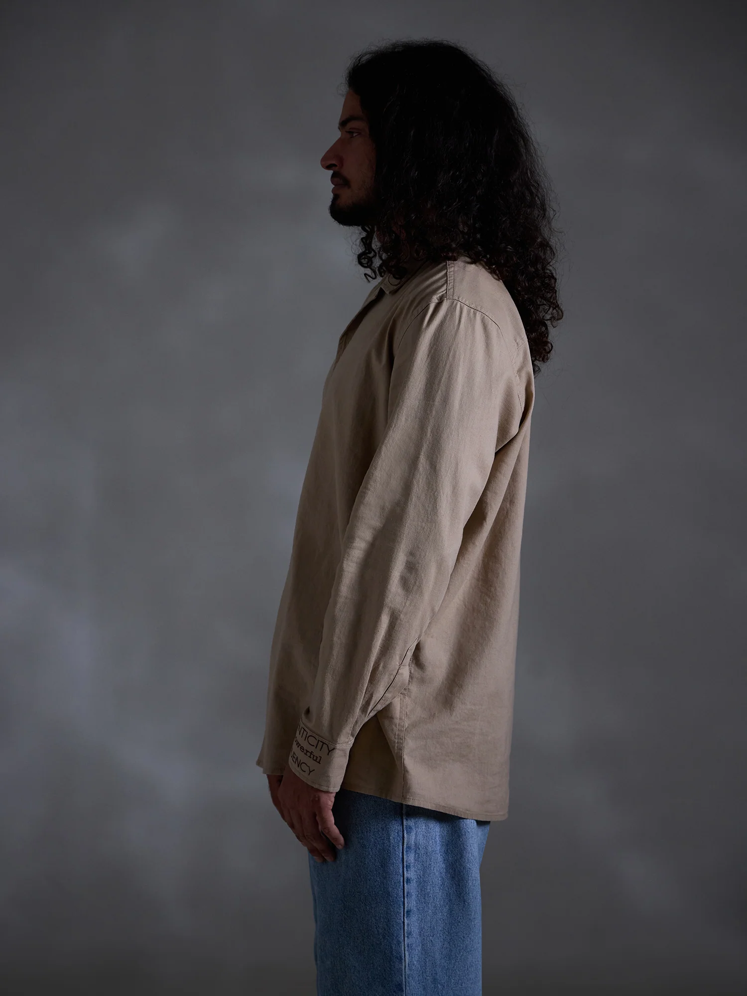 Oversized long sleeve camp collar embroidery shirt - Image 3