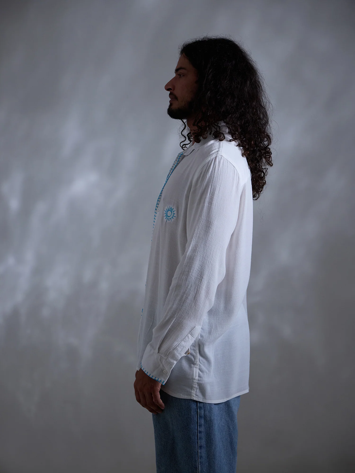Oversized long sleeve embroidery shirt - Image 3