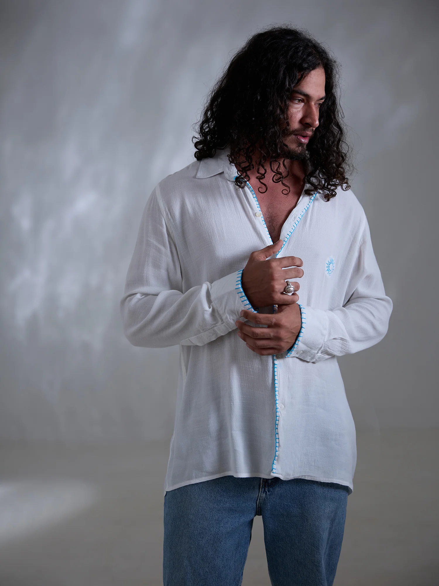 Oversized long sleeve embroidery shirt - Image 5