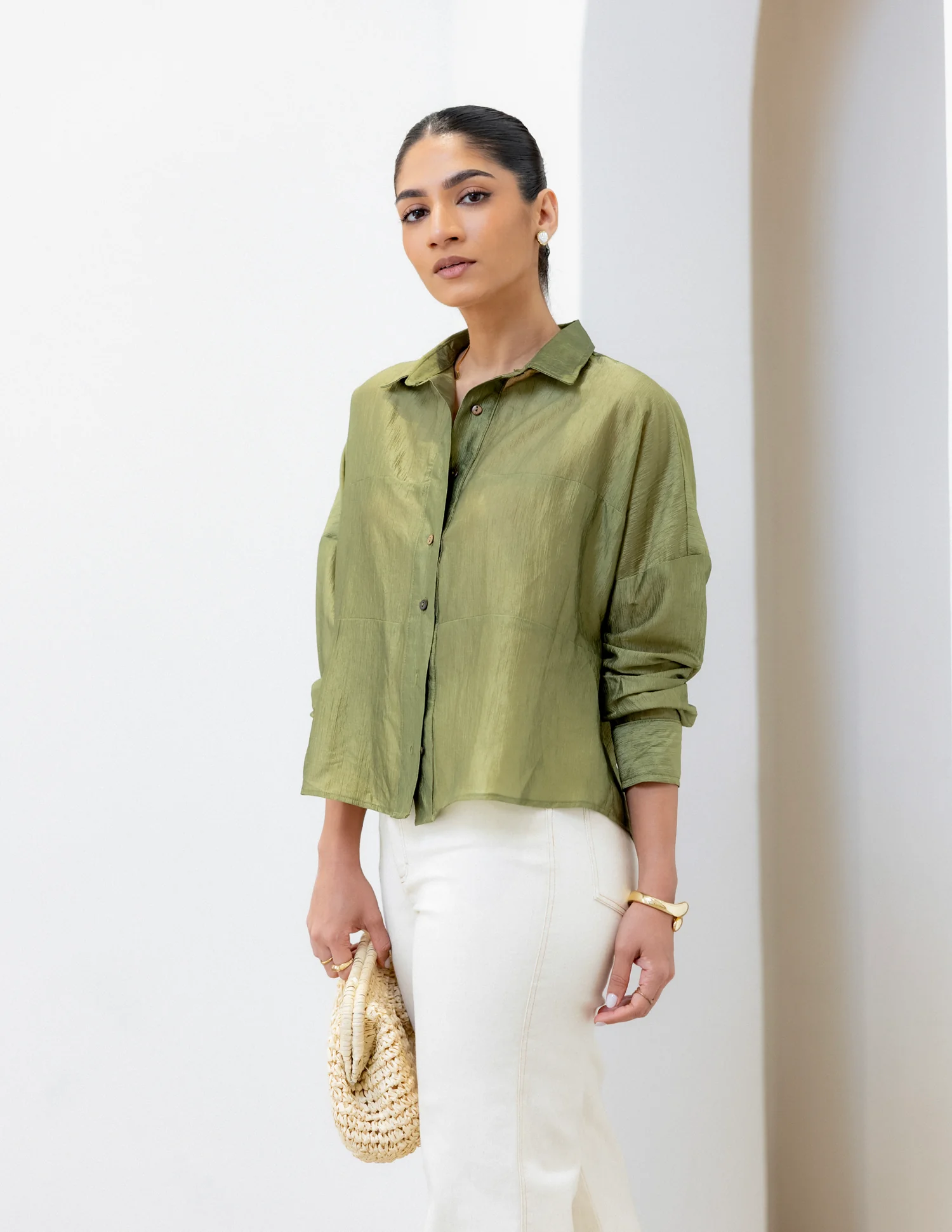 Pannel Detail Crop Shirt - Image 2