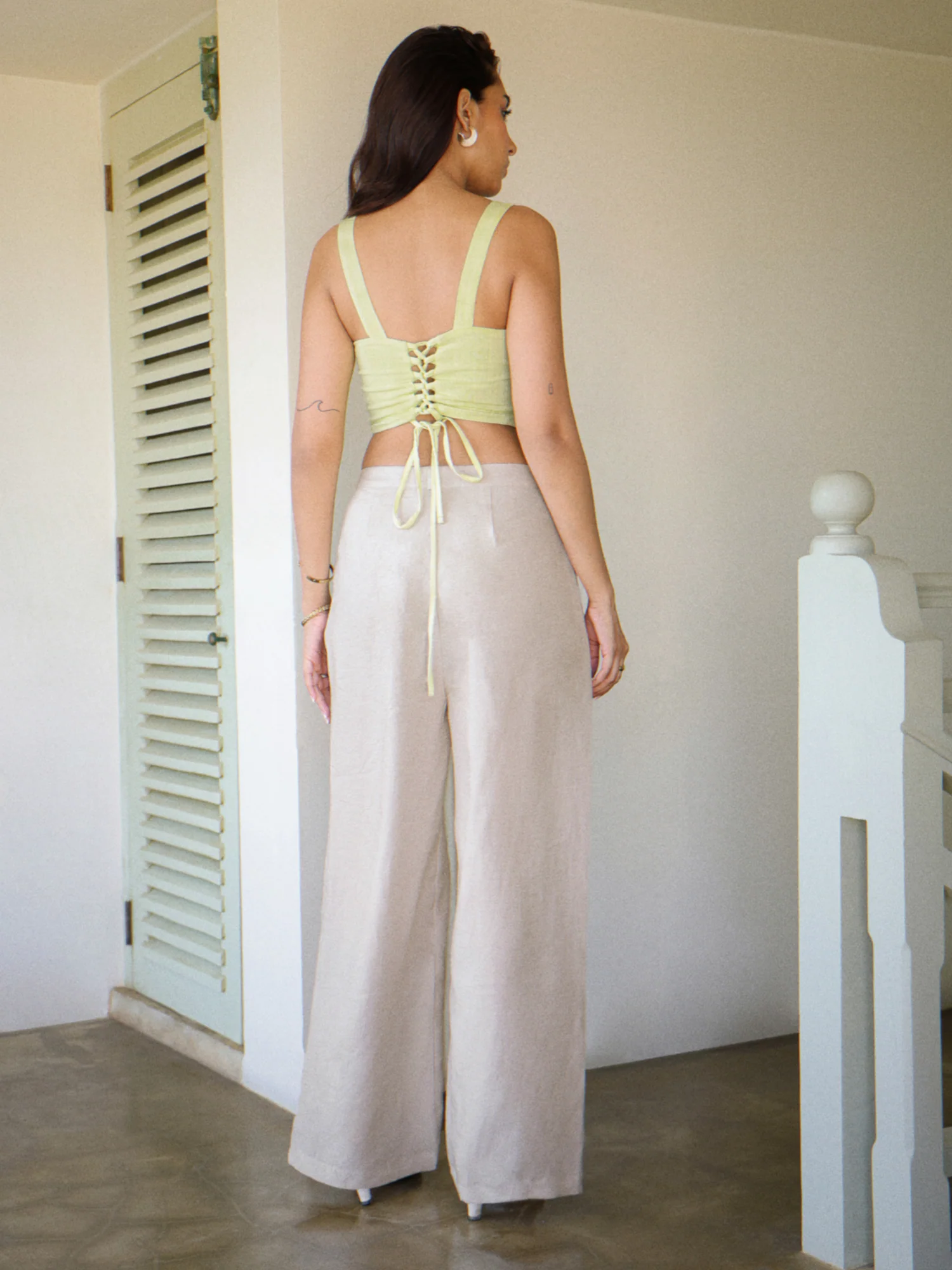 Pleat Detail Wide Leg Pant - Image 3