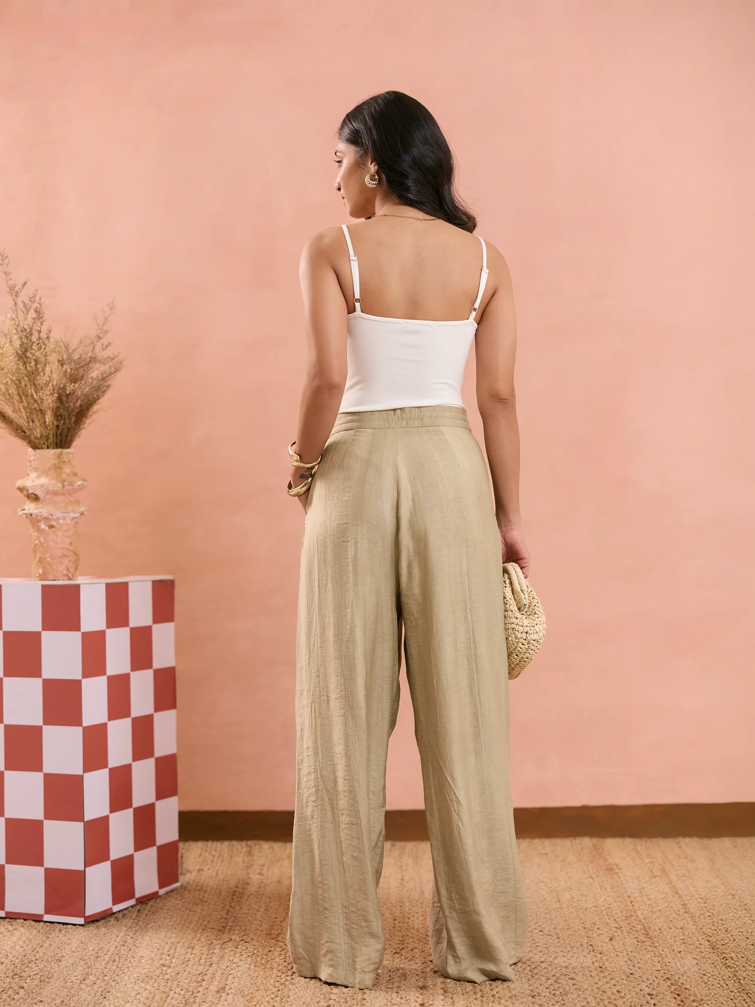 Pleat Detail Wide Leg Pant - Image 3