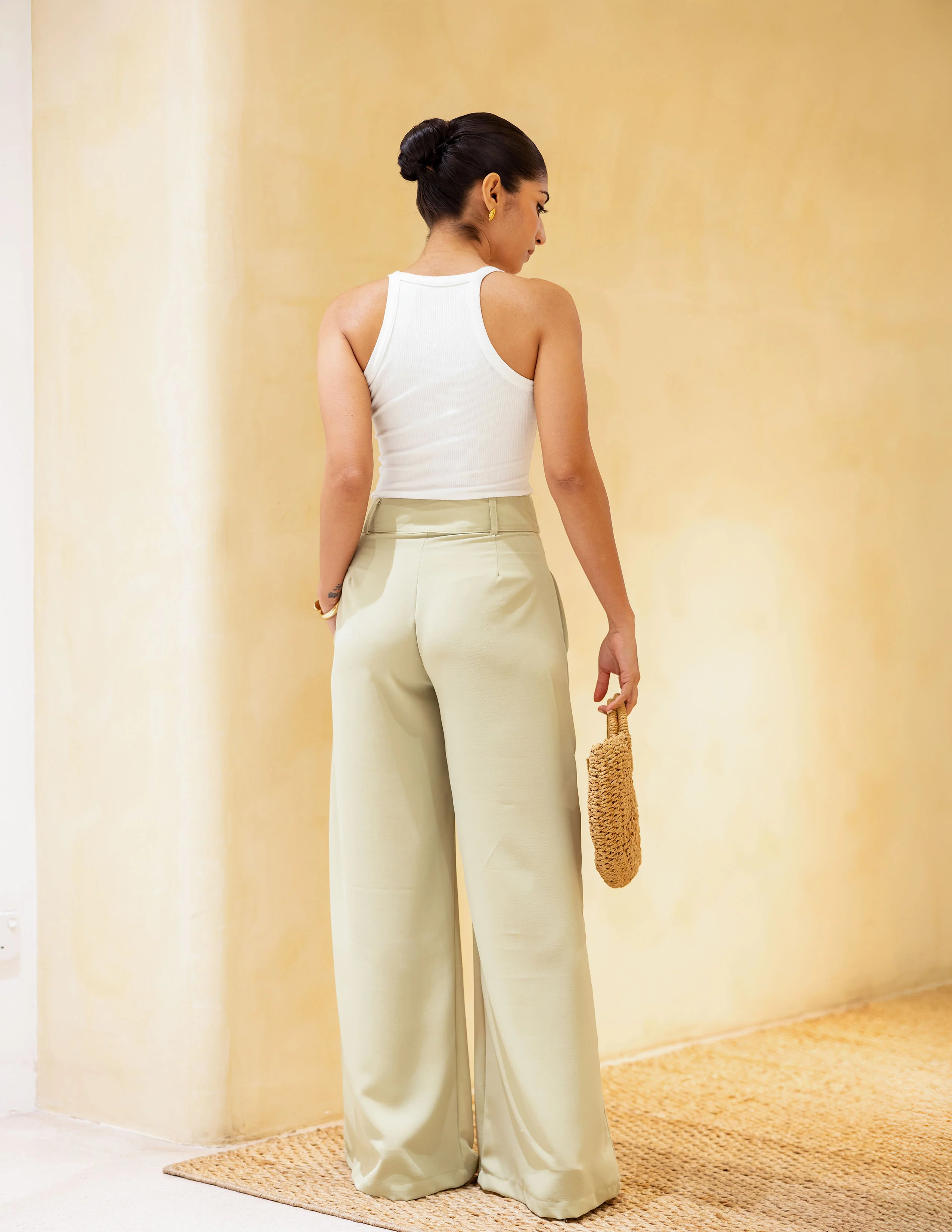 Pleat Detail Wide Leg Pant - Image 3