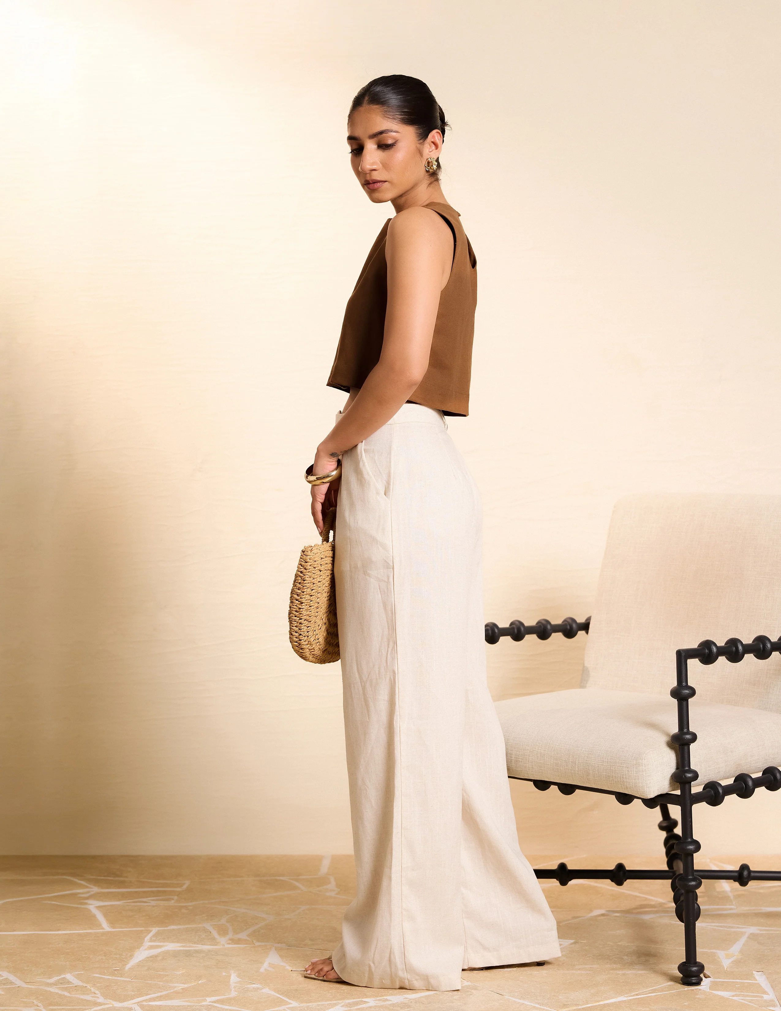 Pleat Detail Wide Leg Pant - Image 2