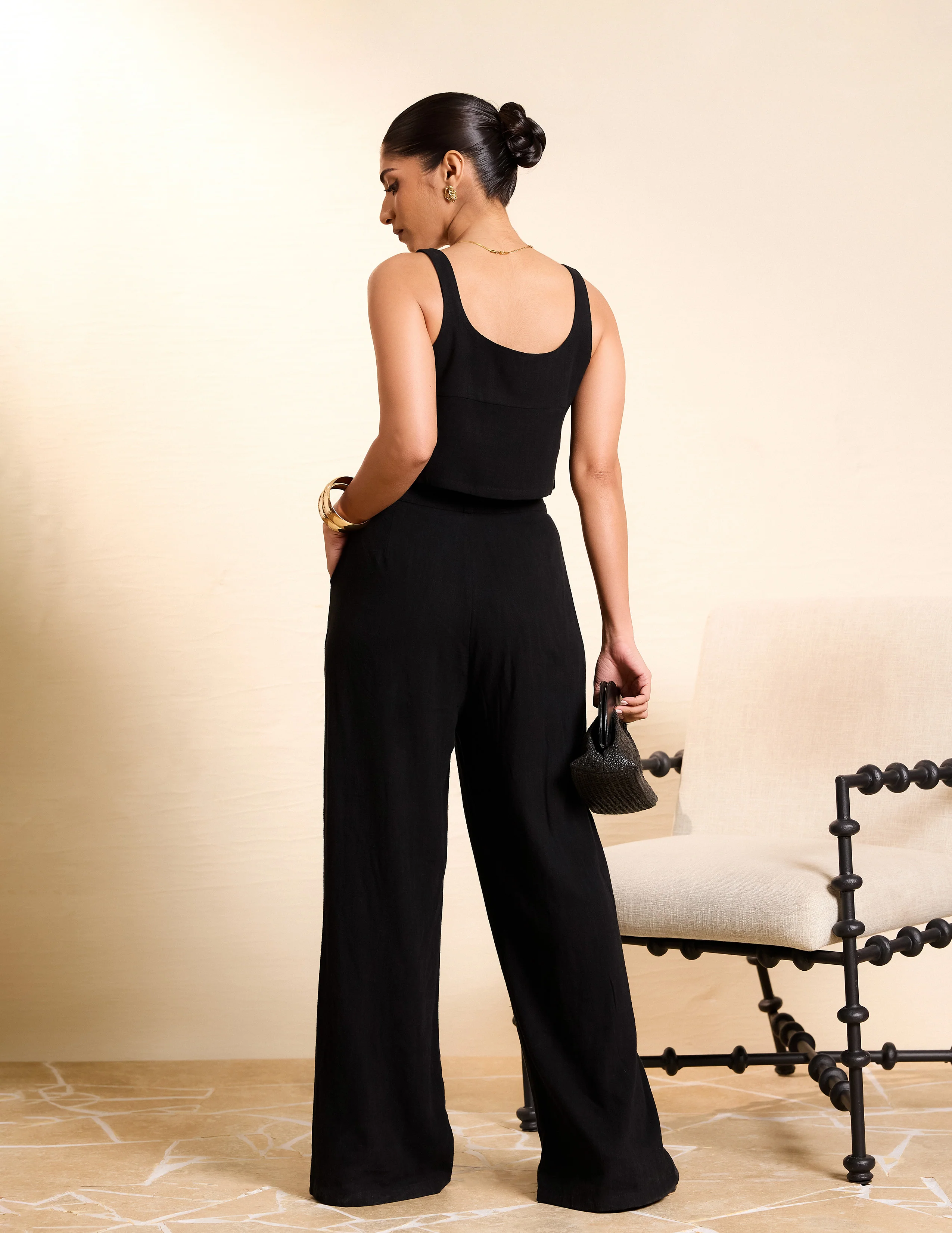 Pleat Detail Wide Leg Pant - Image 3