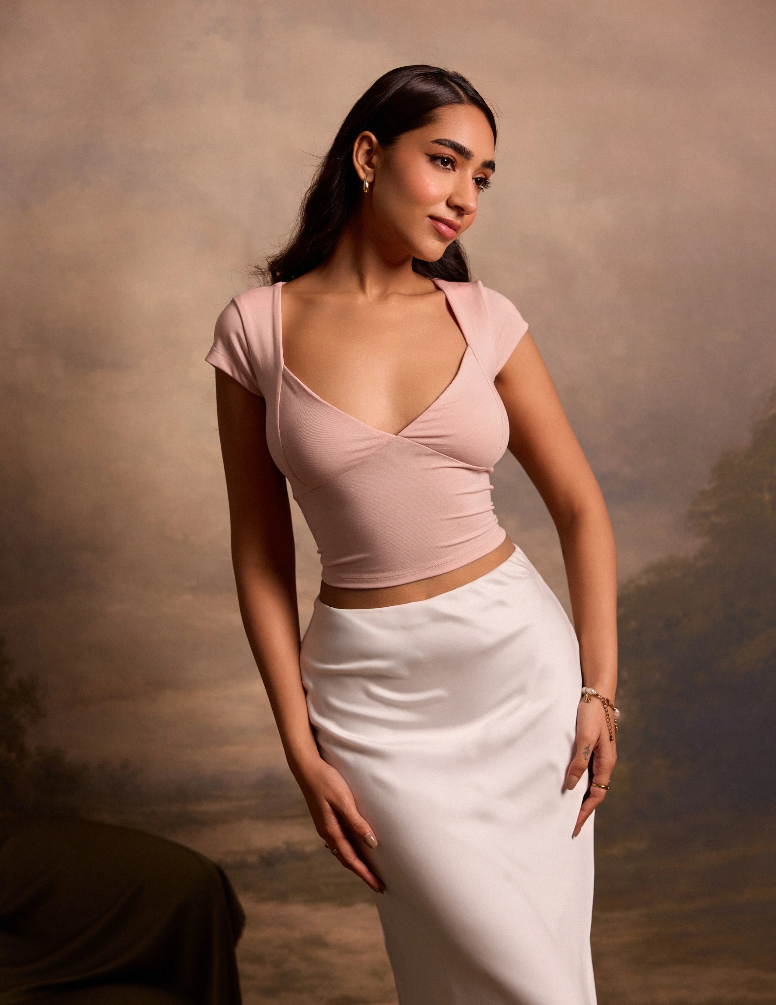 Plunge Neckline Fitted Top