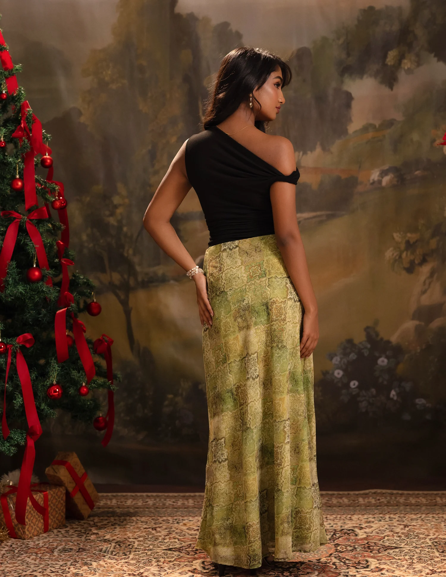 Printed Bias Maxi Skirt - Image 2