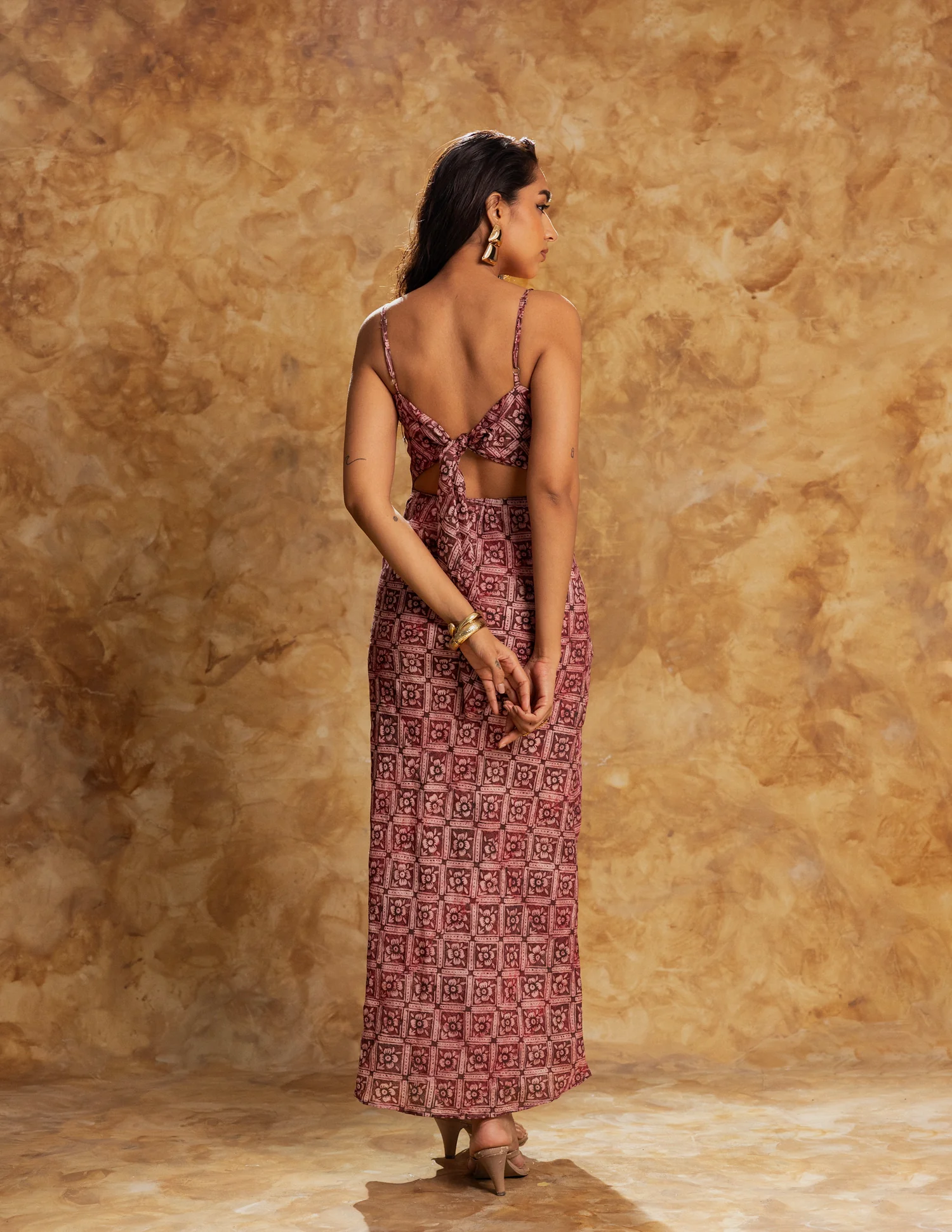Printed Cowl Neck Dress - Image 3