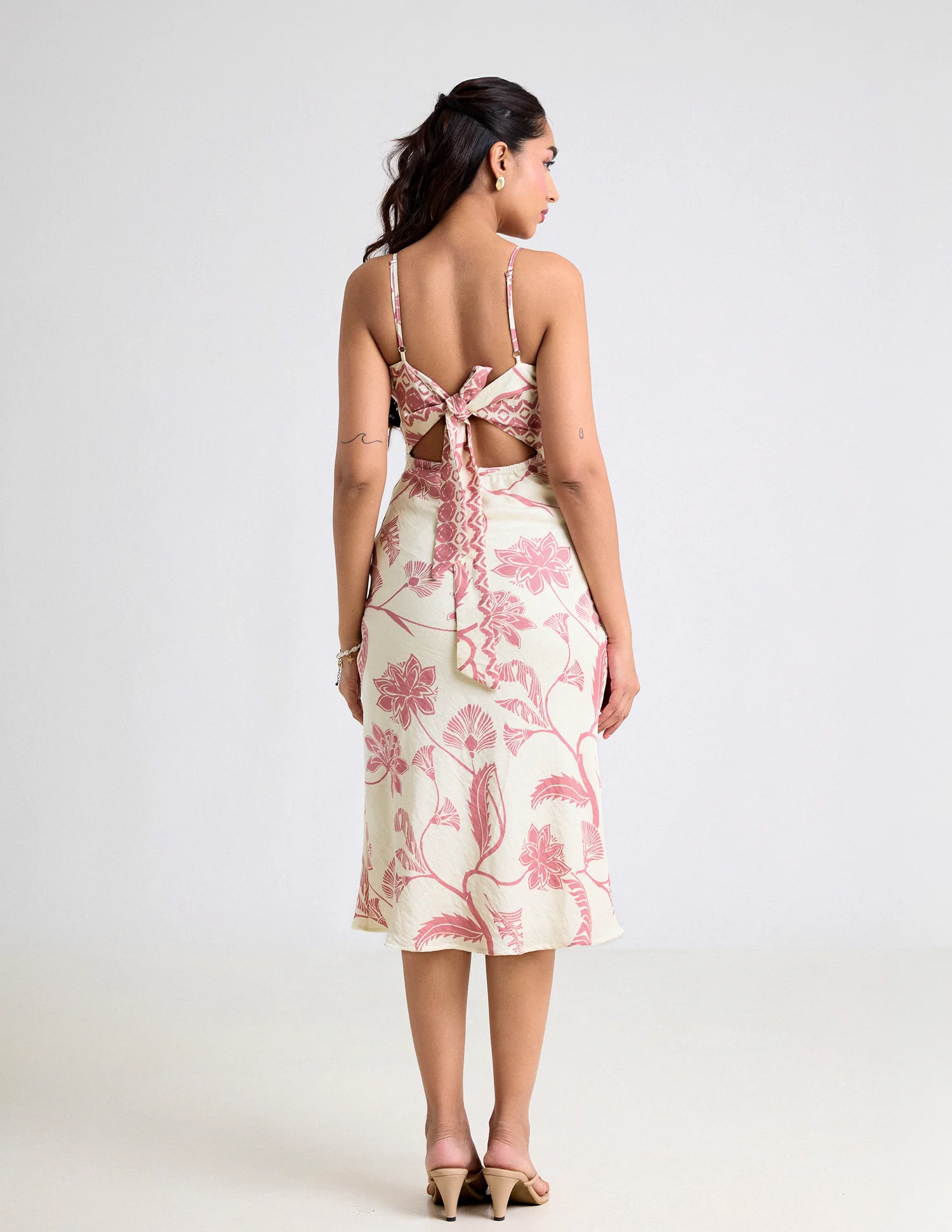 Printed Cowl Neck Midi Dress - Image 4