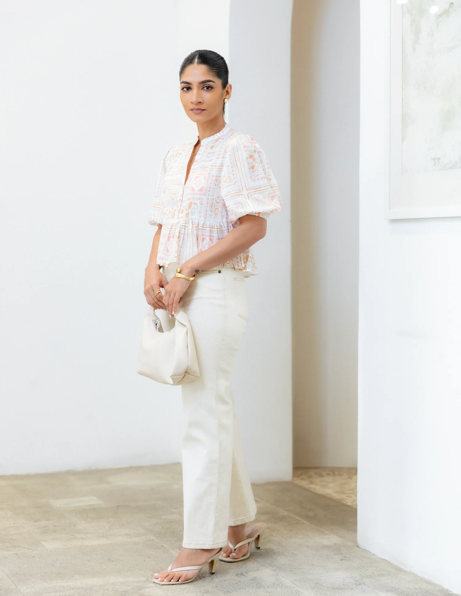 Puff Sleeve Peplum Top - Image 4