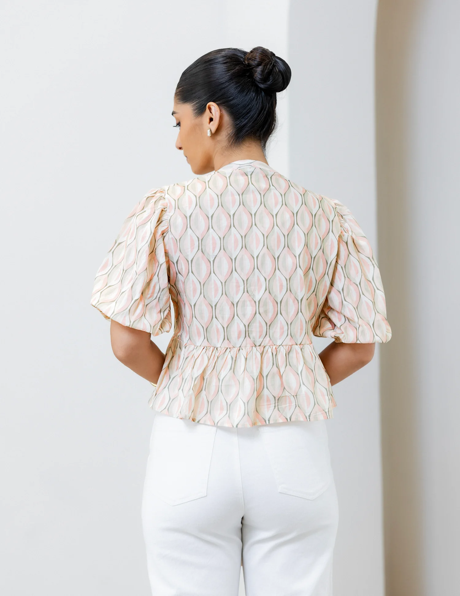 Puff Sleeve Peplum Top - Image 3