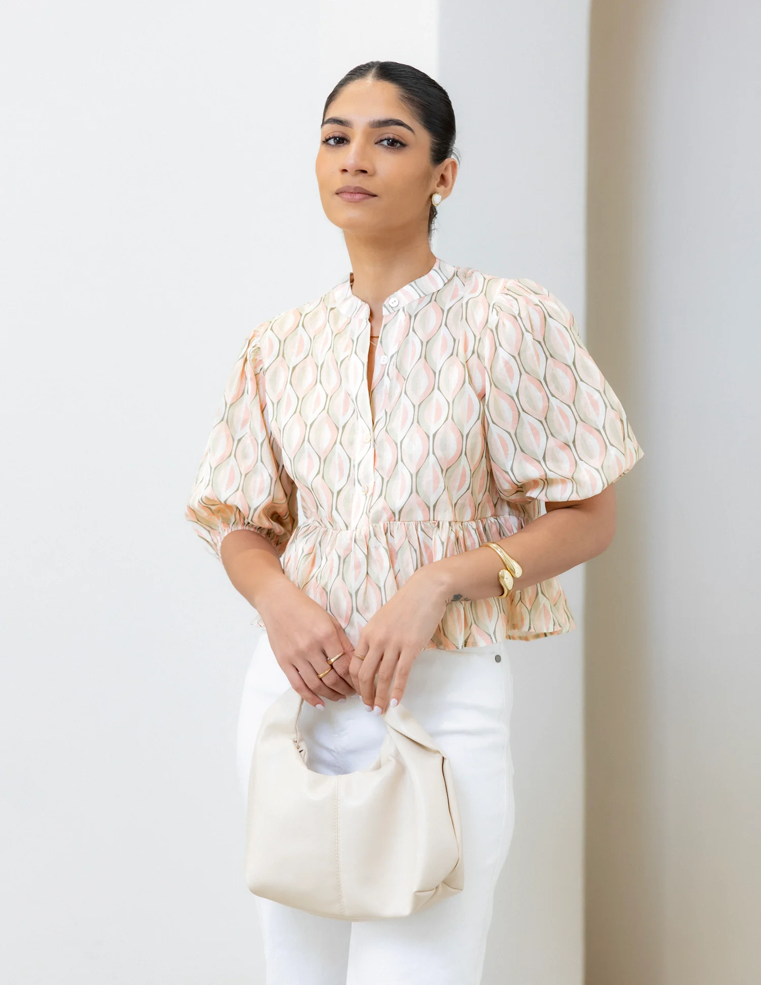 Puff Sleeve Peplum Top - Image 4