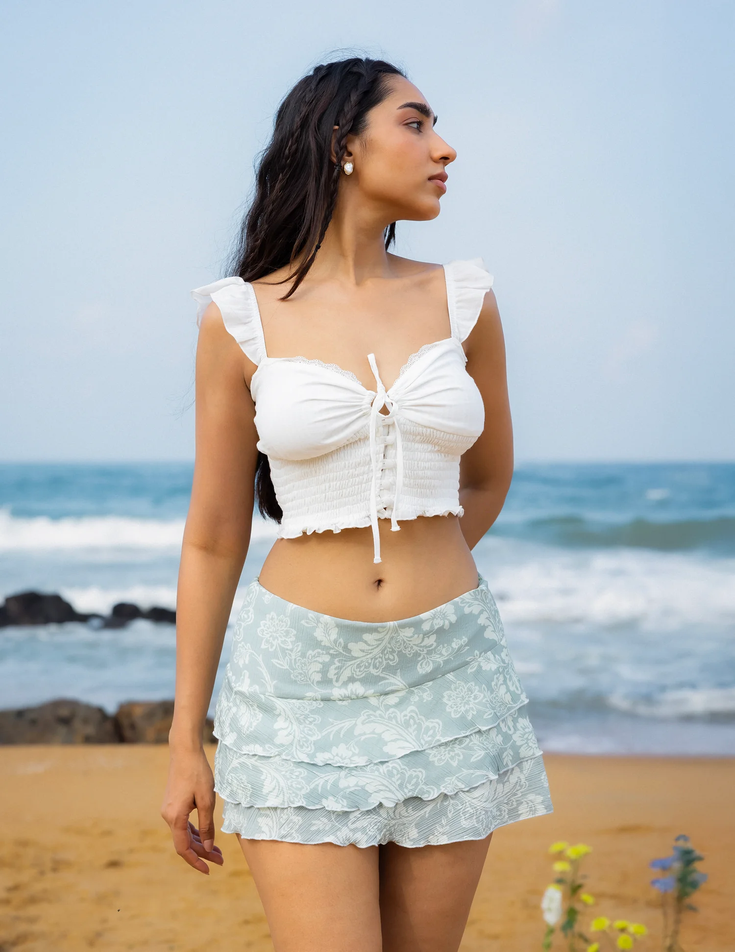 Raffle Detailed Printed Mini Skirt