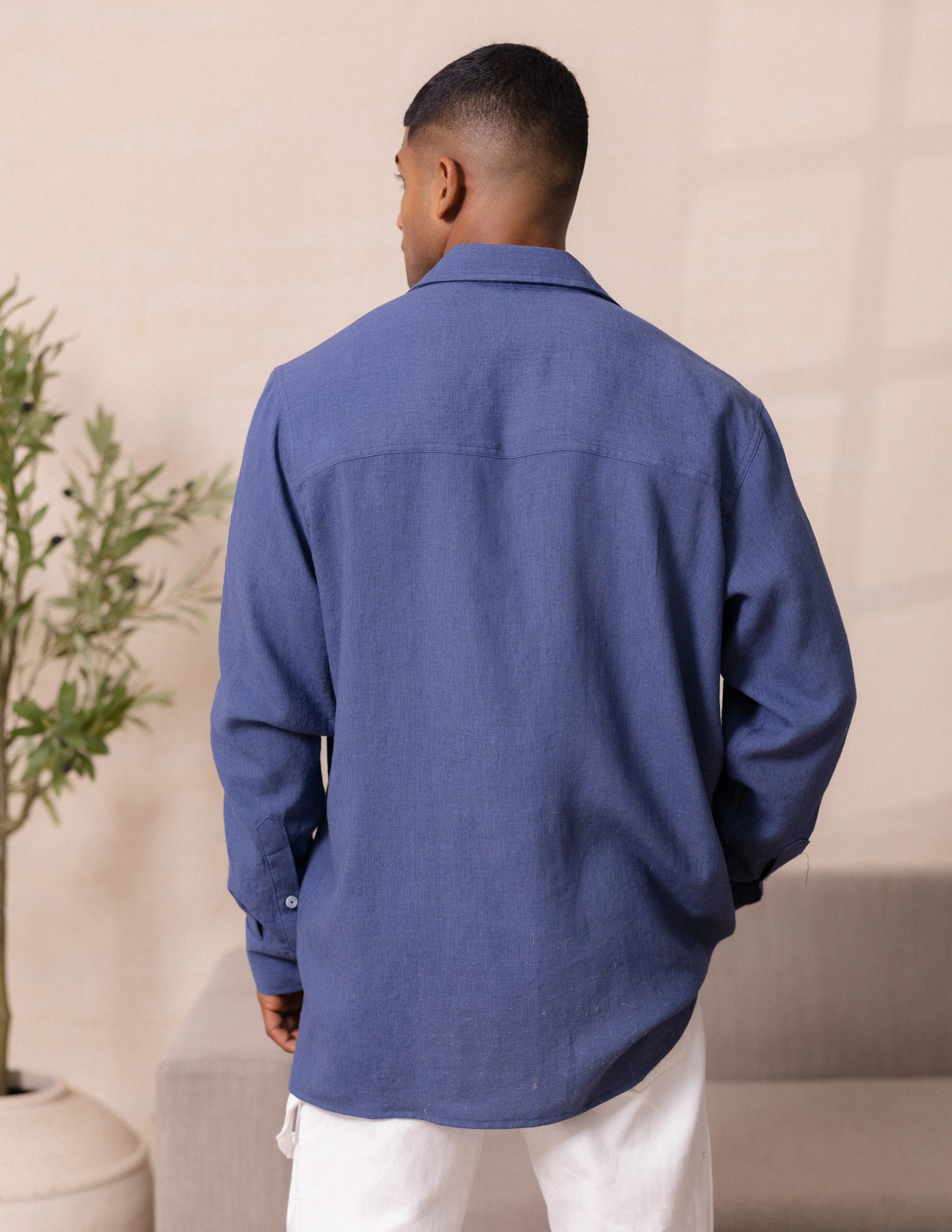Regular collar oversized long sleeve shirt - Image 3