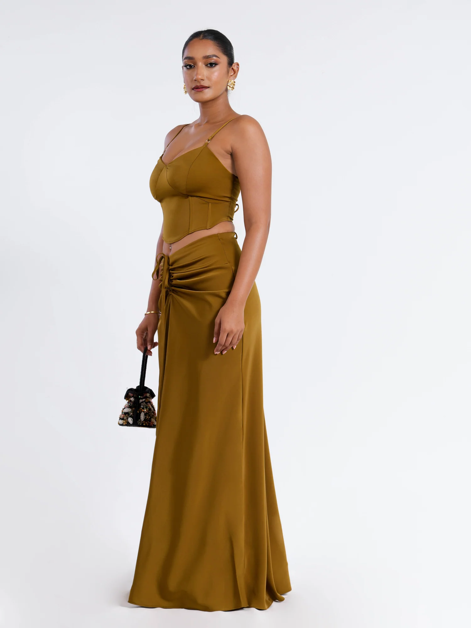 Ring Detailed Satin Corset Top - Image 4