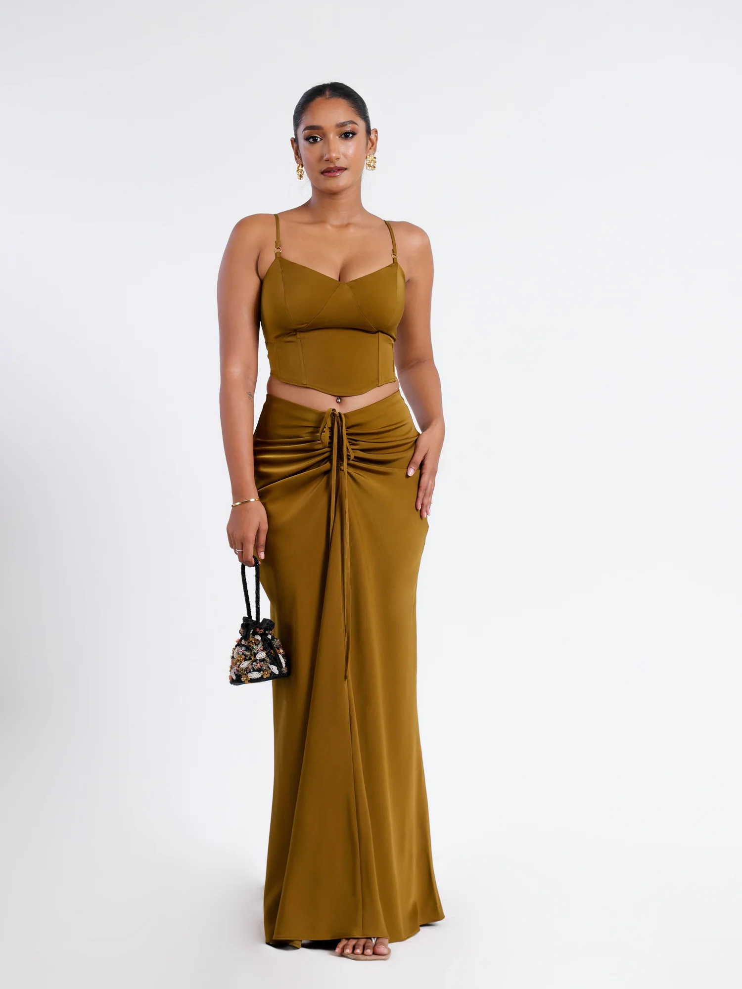 Ring Detailed Satin Corset Top - Image 6