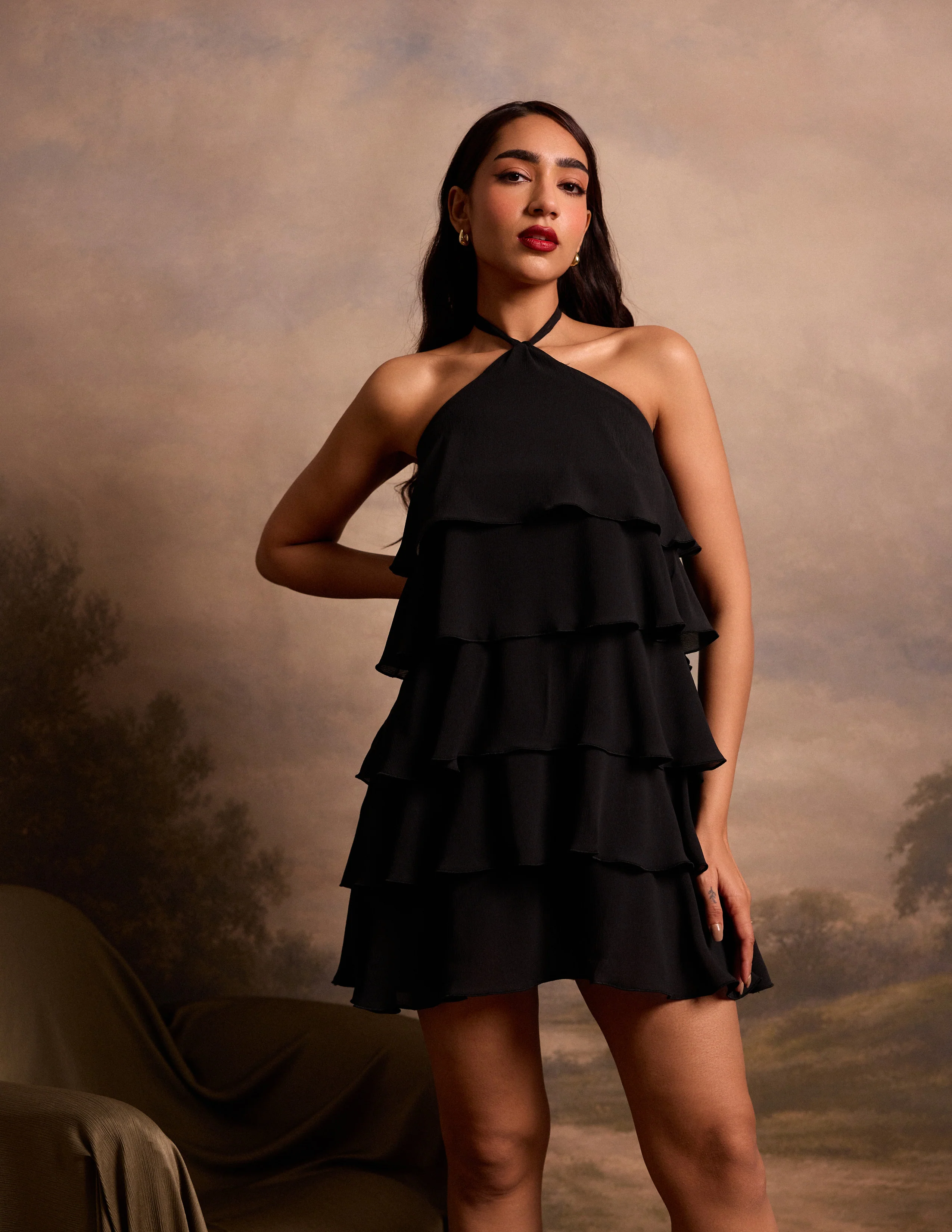 Ruffle Detail Mini Dress