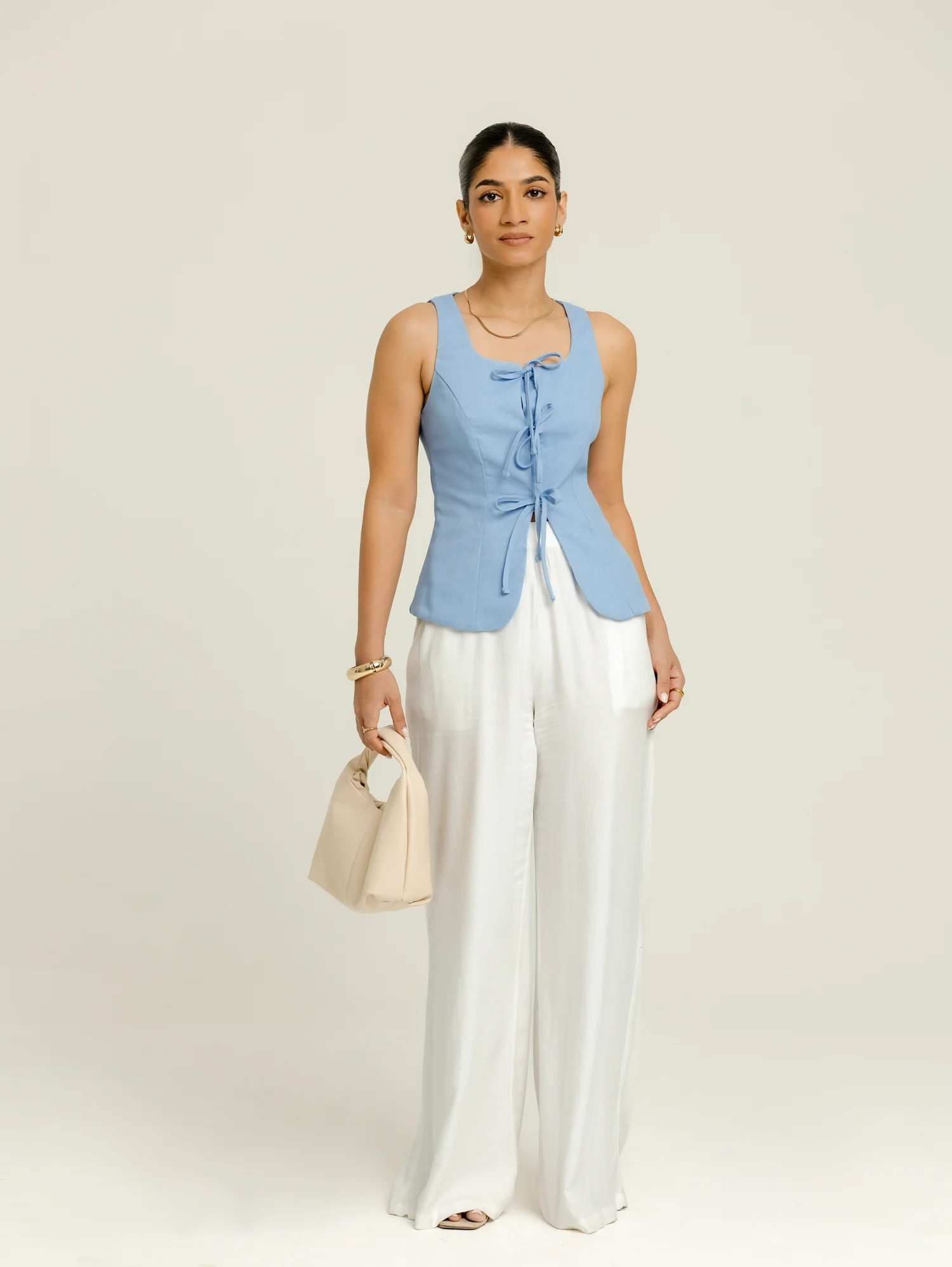 Scoope Neck Button Down Sleeveless Top - Image 4