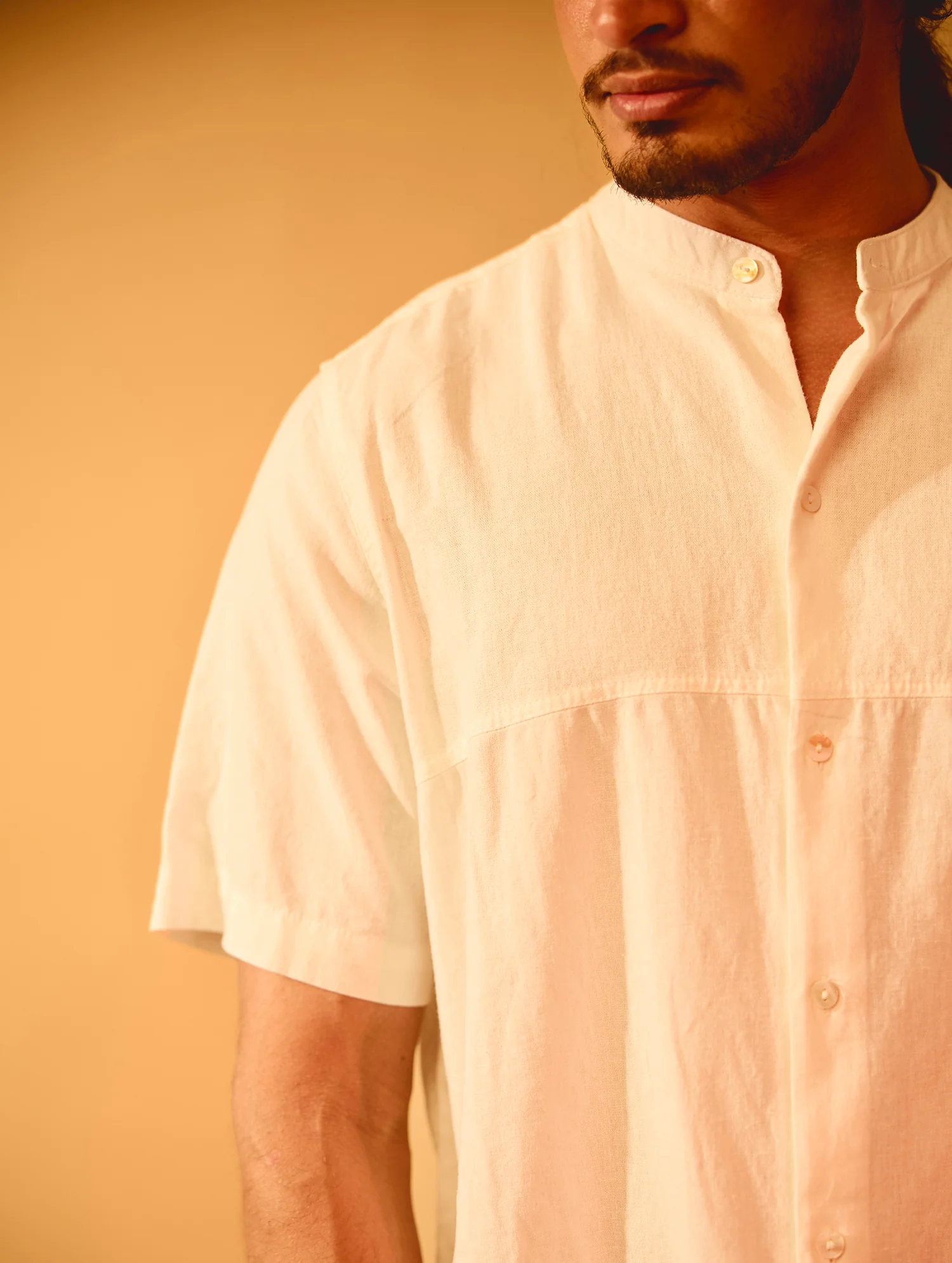 Short Sleeve Cut and Sew Detailed Oversize Shirt - Image 2