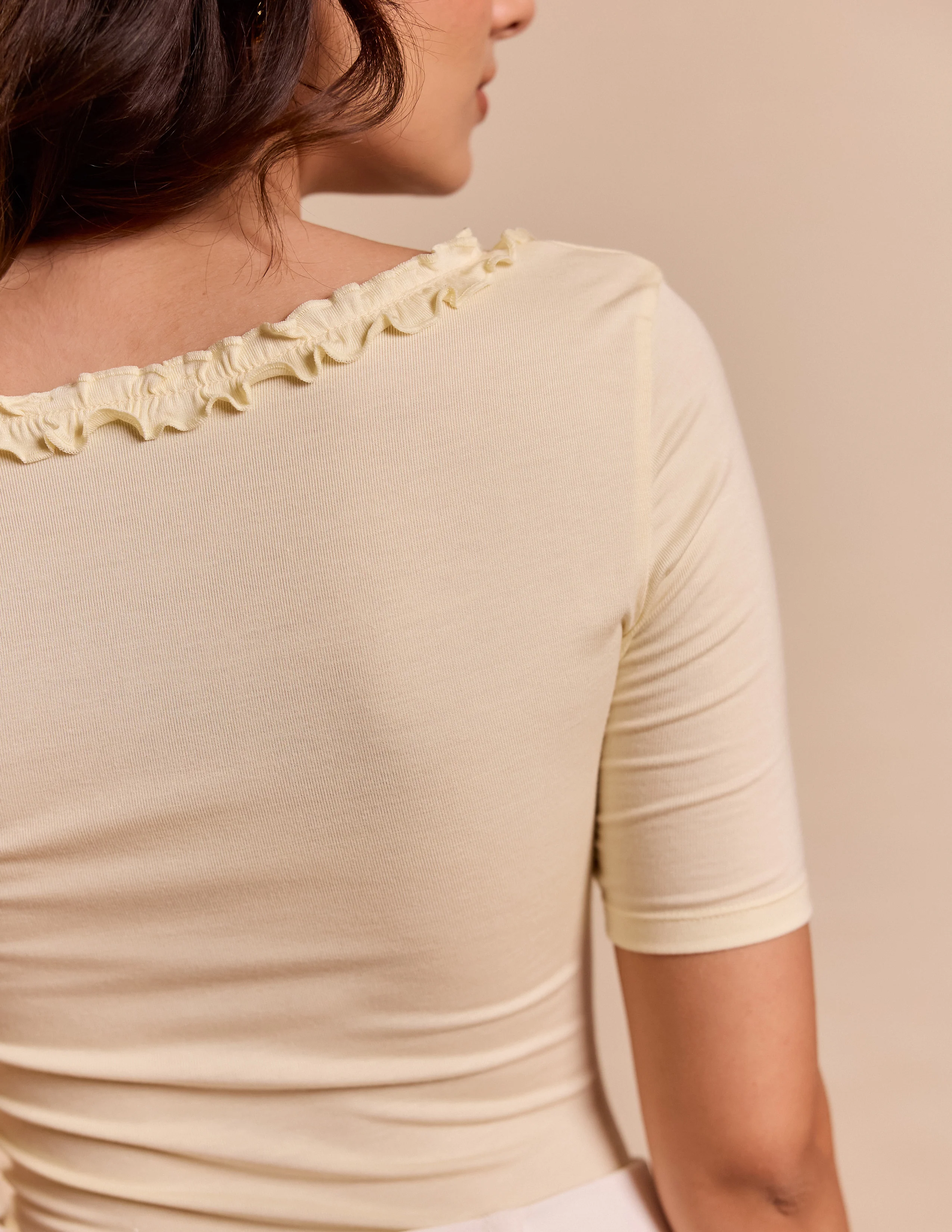 Short Sleeved Neck Frill Detailed Top - Image 2